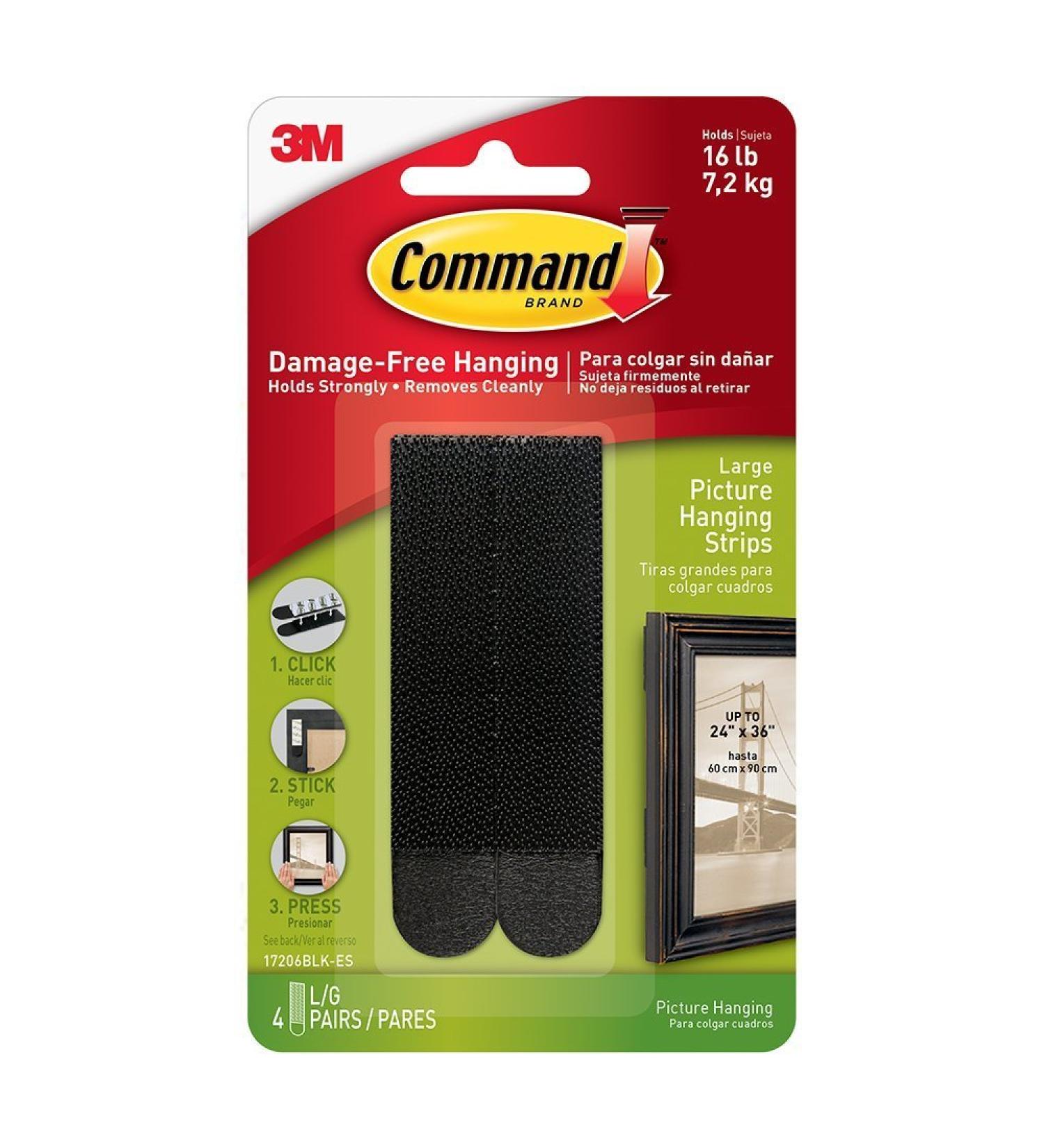 Command Picture Hanging Strips Value Pack 4WLGL Large Black 8-Pairs