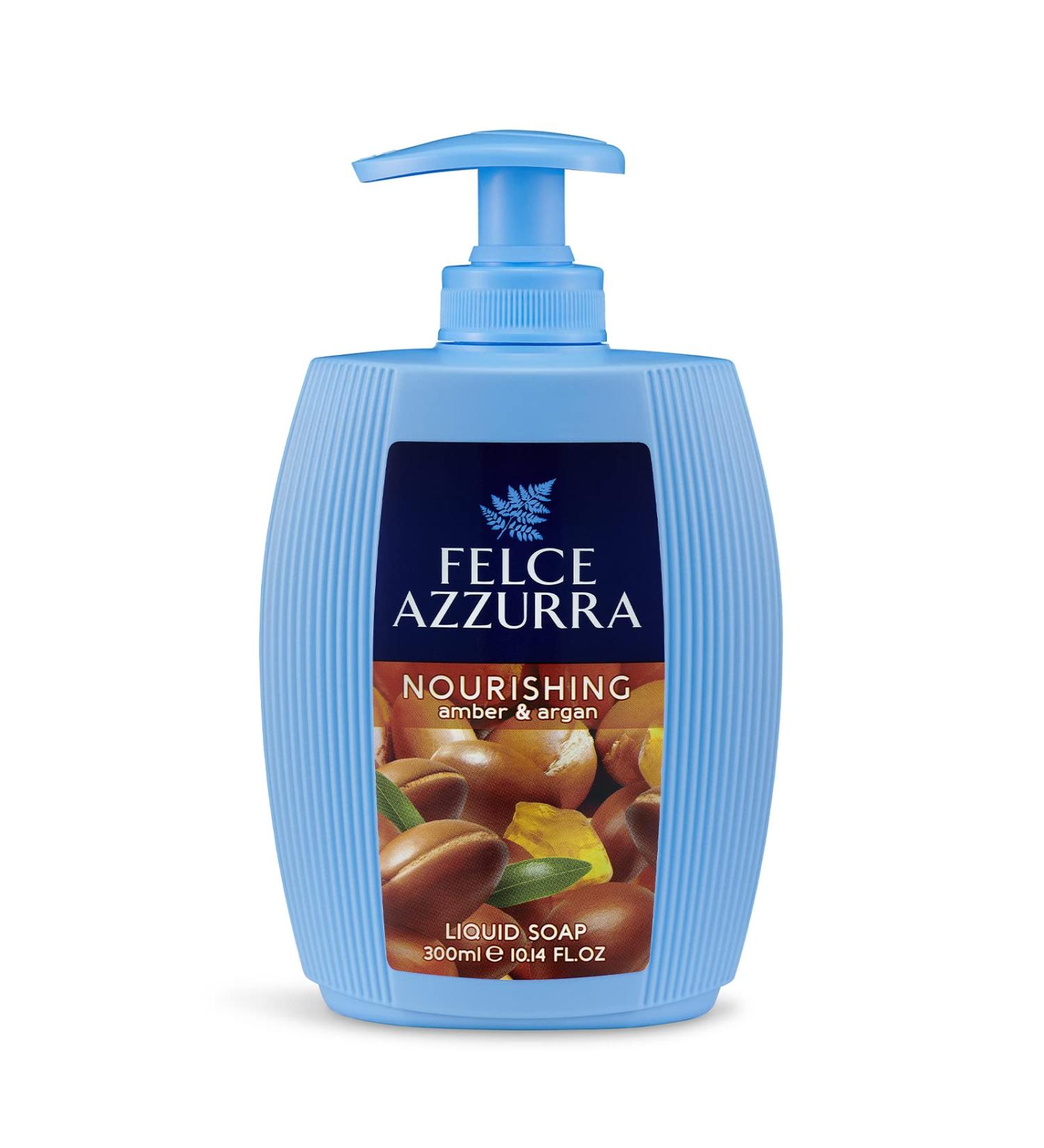 Felce Azzurra Amber And Argan Nourishing Essence Liquid Soap 10.14 Oz - Rich in Argan Extract - Gentle Cleansing for Hands and Face - Buy Online on SooperMarket.com