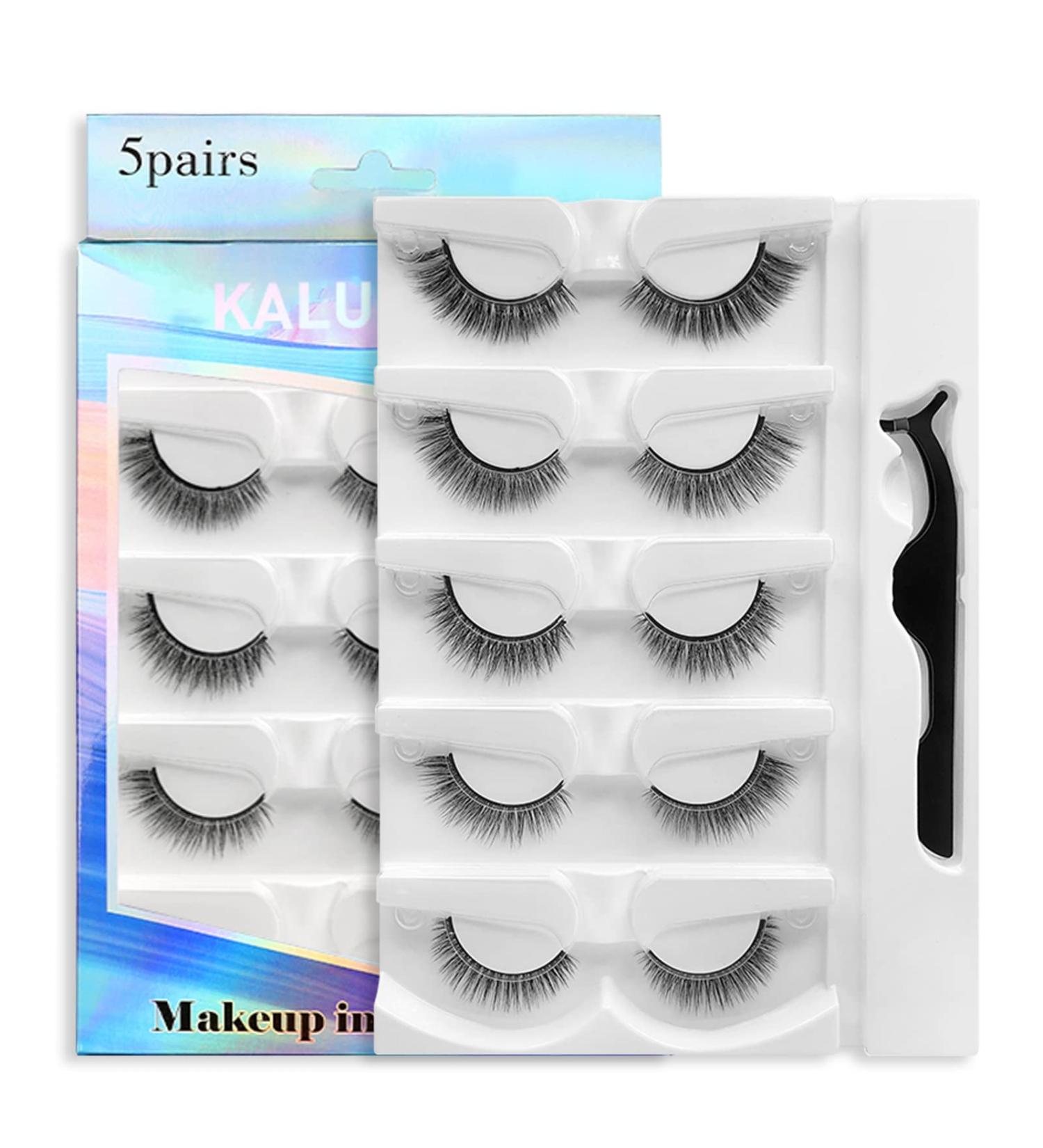 Kaluofan Reusable Self Adhesive False Eyelashes - 5 Pairs | No Glue Needed | Natural Look & Waterproof | Easy to Apply - Buy Online on SooperMarket.com