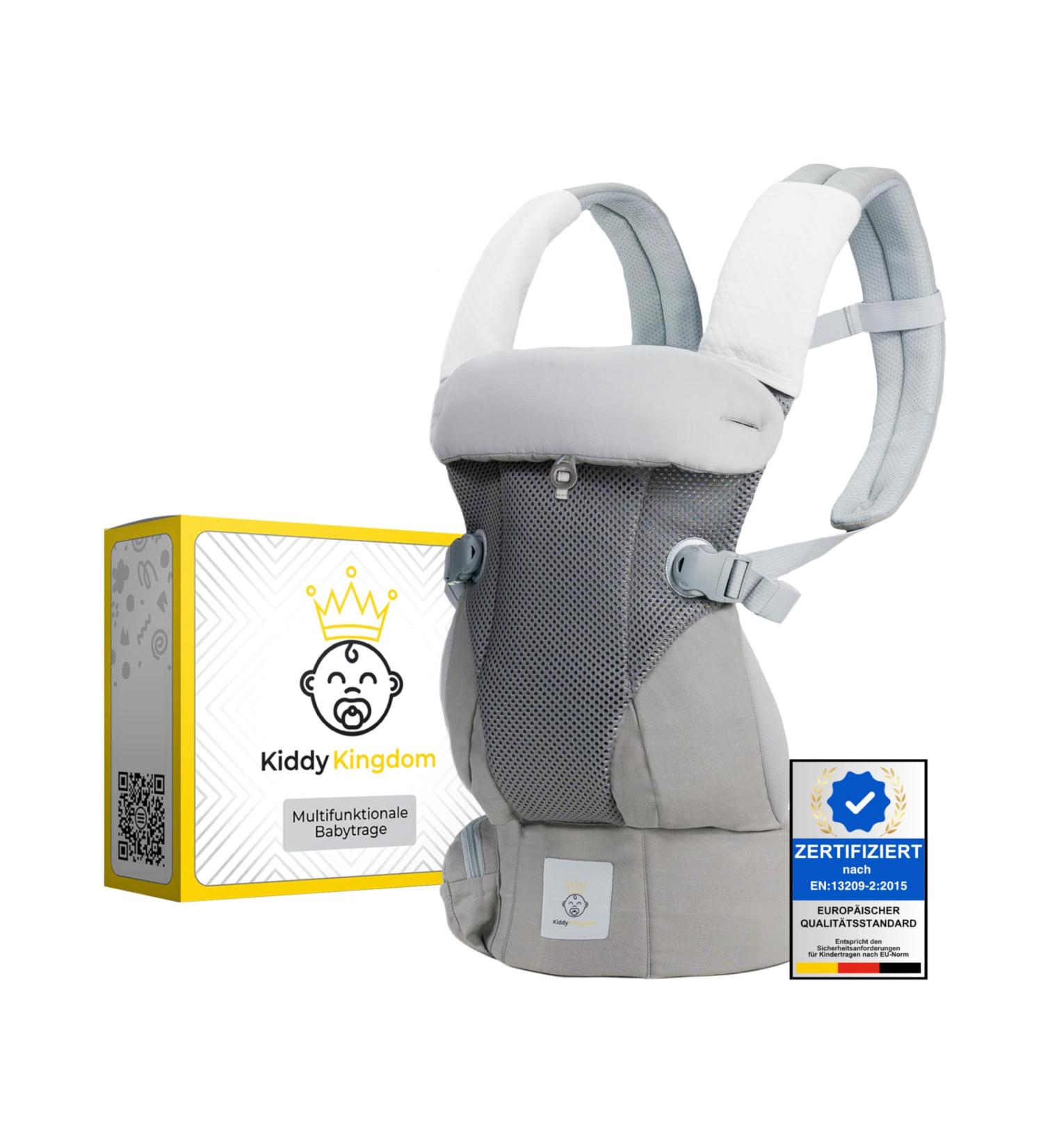 Kiddy Kingdom Ergonomic Baby Carrier - 3-in-1 Multifunctional Newborn Carrier (0-36 Months) - Soft 3D Mesh & Cotton - Gray Baby Wearing Strap & Carrier Bag - Buy Online on SooperMarket.com