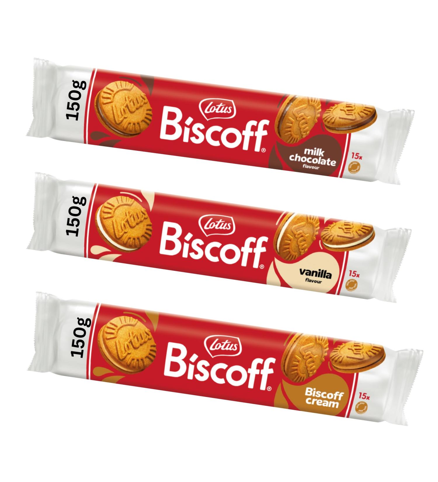 Speculoos Biscuit Sandwich 3 Pack Bundle Containing Lotus Biscoff Milk Chocolate Cream and Vanilla - Buy Online on SooperMarket.com