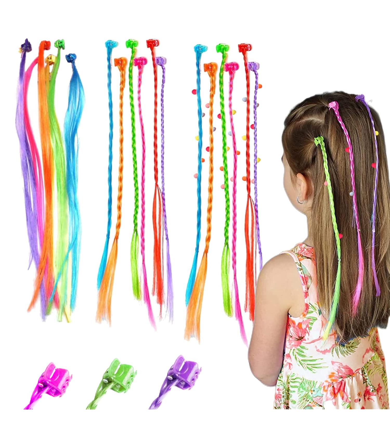 36 PCS Kids Coloured Hair Extensions with Hair Clips Hair Styling Accessories Kids Hair Accessories for Teenage Girls Hair Braids Extensions - Buy Online on SooperMarket.com