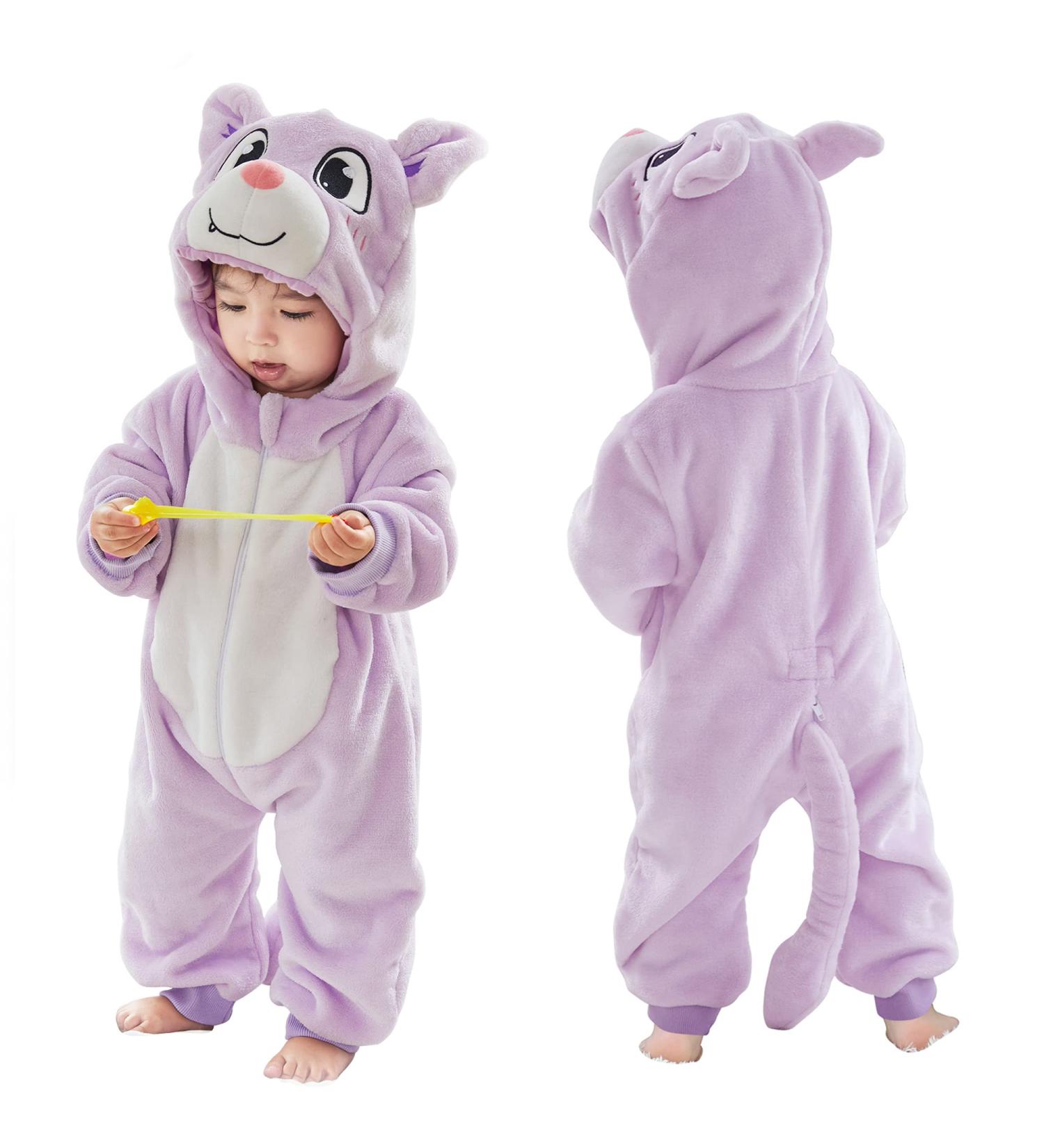 COOKY.D Baby Hooded Rompers | Winter Flannel Jumpsuit Pajamas | 12-18 Months - Buy Online on SooperMarket.com