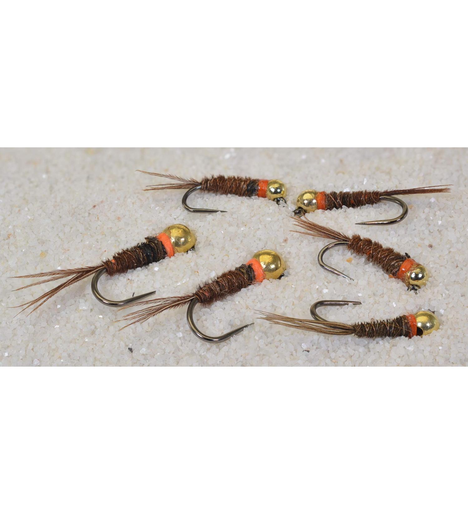 Region Fishing Tungsten Bead Hot Spot Pheasant Tail Jig Fly - Euro Nymph - Hanak Hooks 6ct Assortment