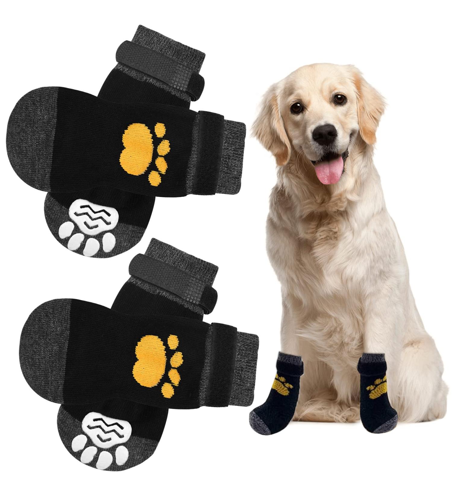 2 Pairs Anti Slip Dog Socks Paws Stop Licking Dog Grip Socks Pet Paw Protector Dog Boots Dog Claw Socks Dog Shoes Dog Slippers with Adjustable Strap for Puppy Dog Indoor Outdoor Hardwood Floor Walking M - Buy Online on SooperMarket.com
