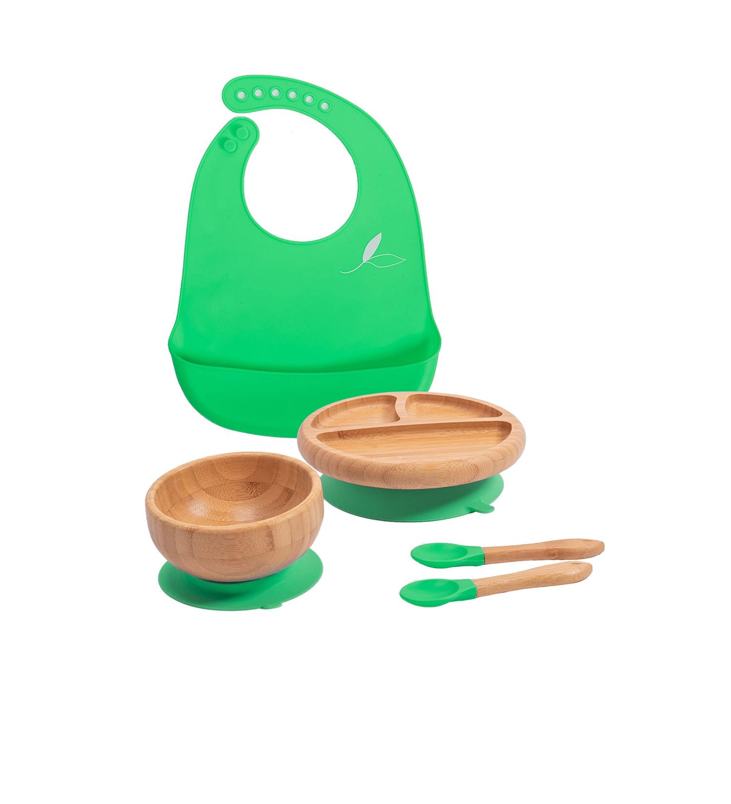 Love Earth Bamboo Baby Weaning Set - 5 Piece Eco-Friendly Set for Babies 3 Months to 6 Years - Green - Buy Online on SooperMarket.com