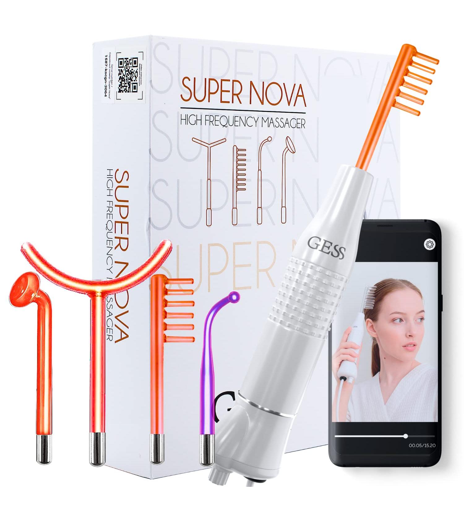 GES Supernova Darsonval Device - High Frequency Acne Treatment Hair Loss Solution & Anti-Aging Skin Care System for a Flawless Complexion - Buy Online on SooperMarket.com