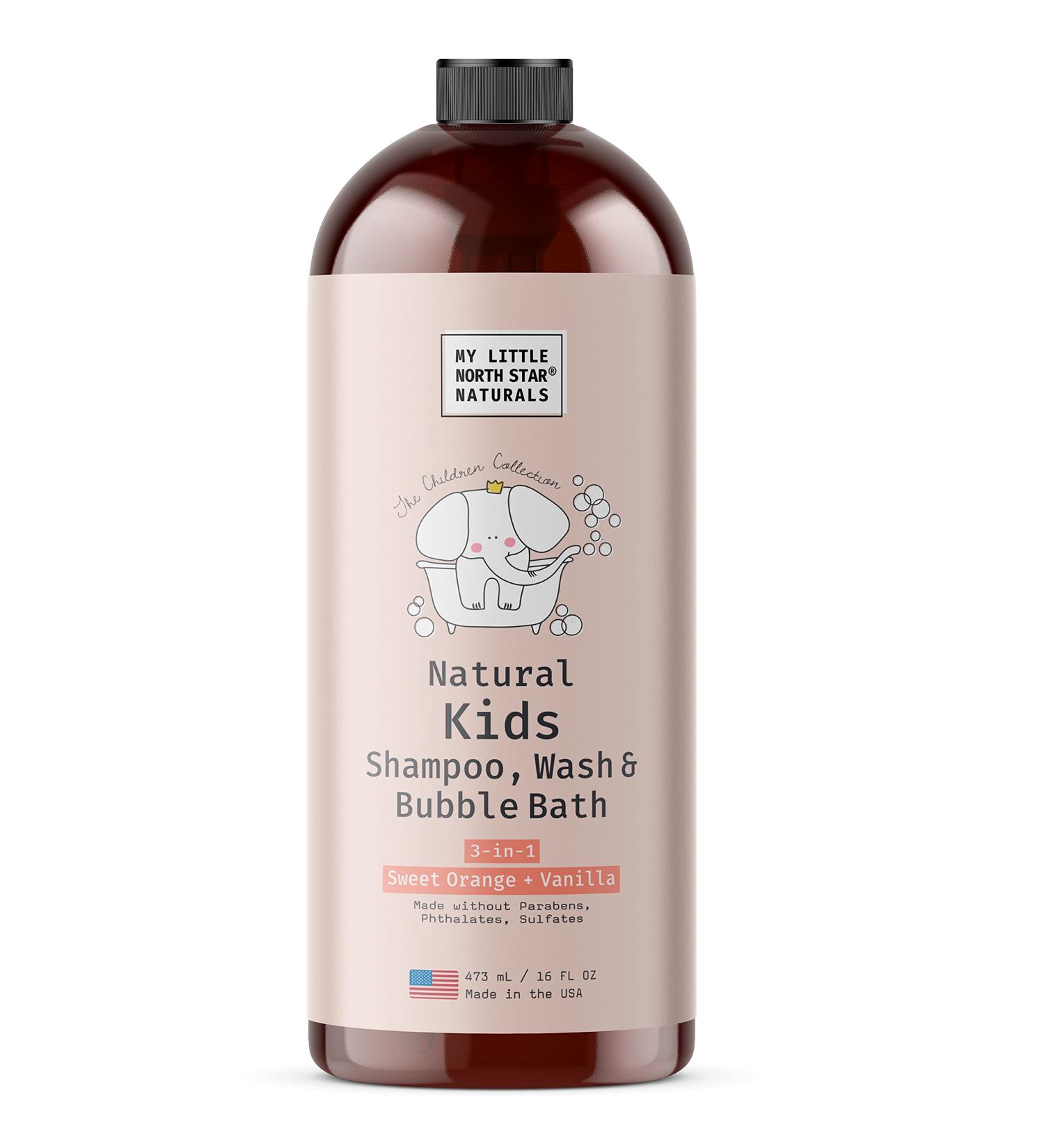 Kids 3-in-1 Shampoo Body Wash Bubble Bath - Made in USA, Sweet Orange Vanilla, Paraben & Sulfate Free - 16 Fl Oz - Buy Online on SooperMarket.com