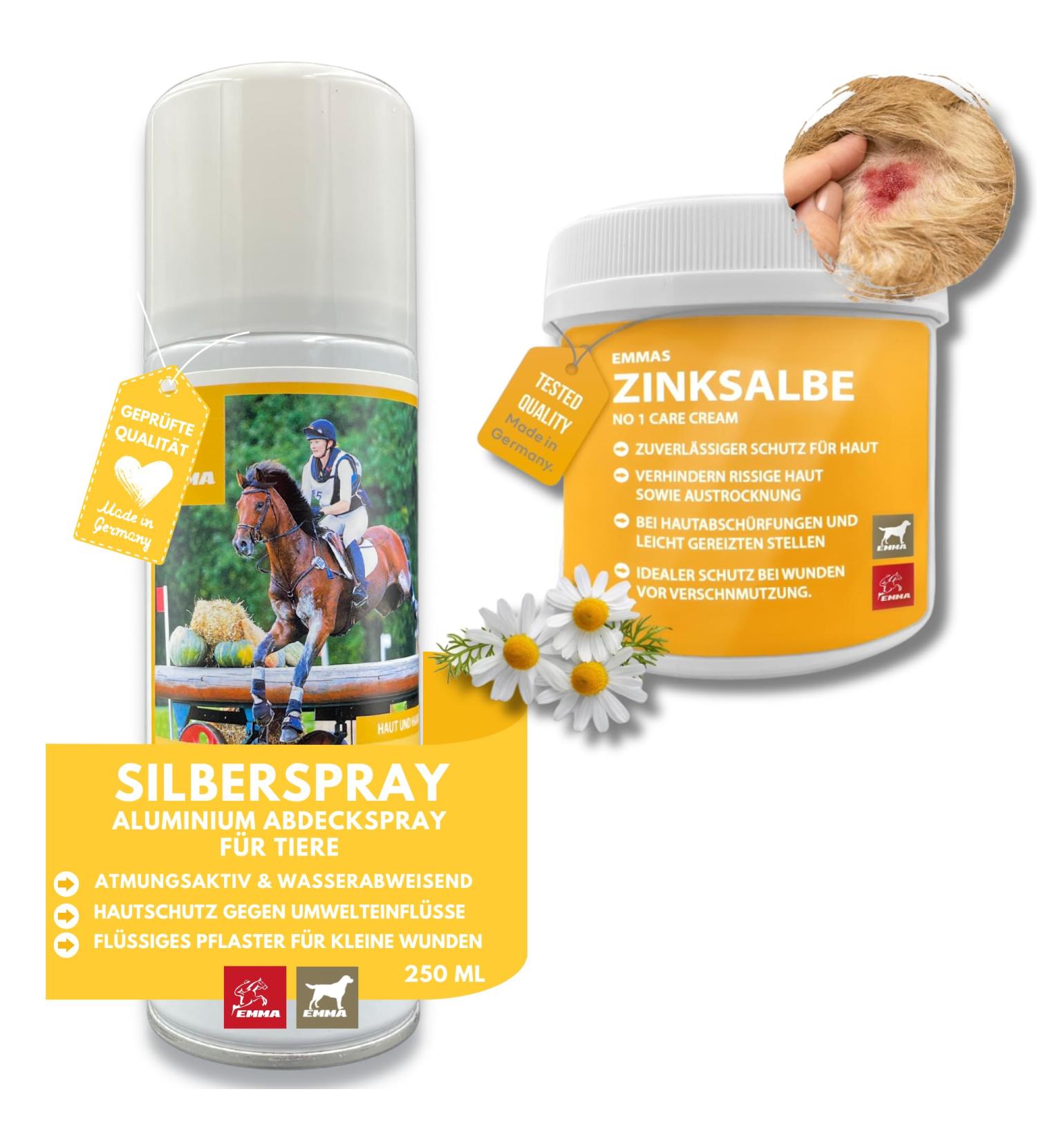 First Aid Set for Horses - Silver Spray & Zinc Ointment for Wound Healing Protection & Disinfection | 250ml & 200ml Options for Pets & Livestock - Buy Online on SooperMarket.com