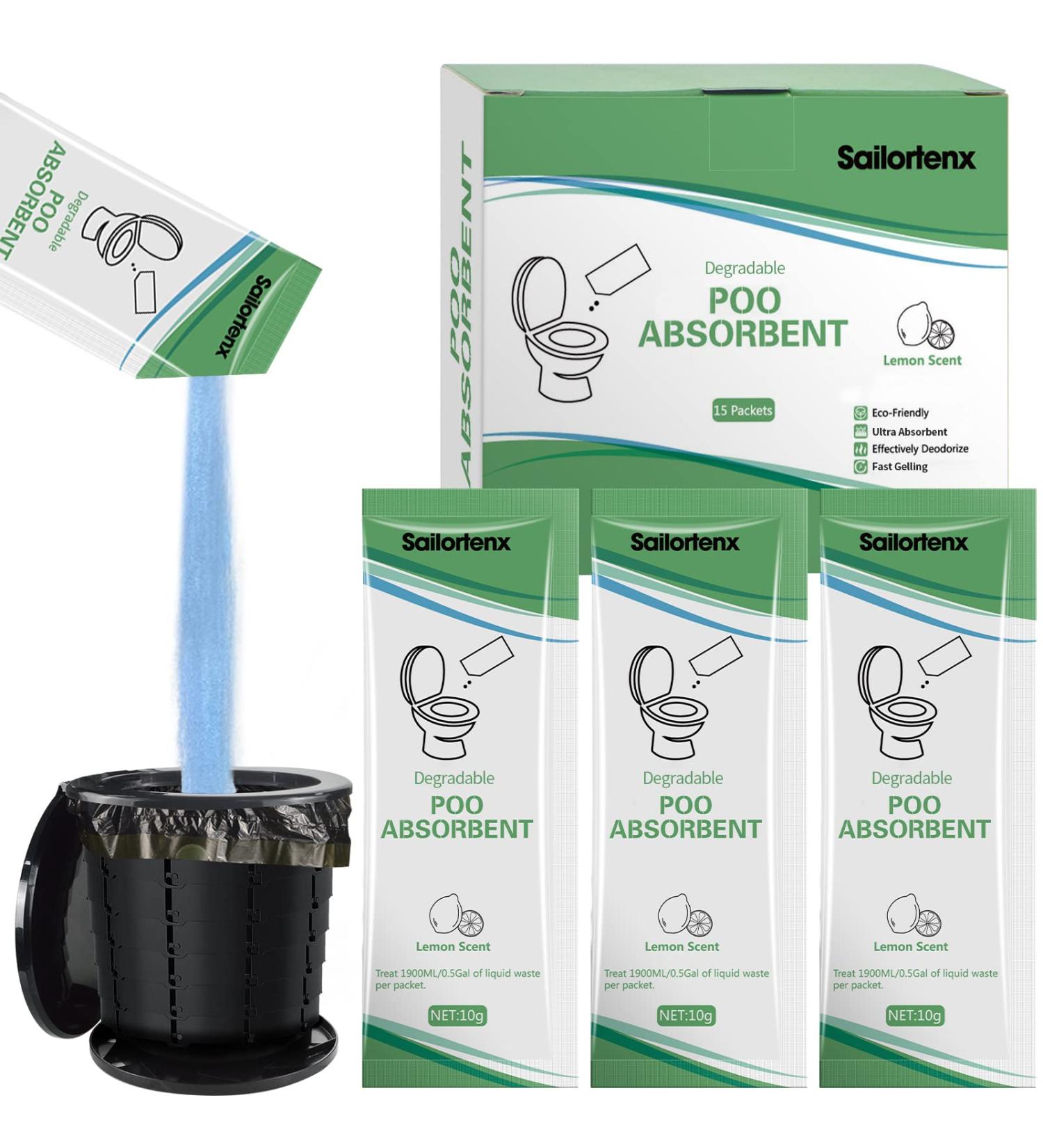 Sailortenx Poo Absorbent Gel 15 Pack - Eco-Friendly Portable Toilet Chemicals for Camping - Liquid Waste Treatment for Emergency Toilets - Buy Online on SooperMarket.com