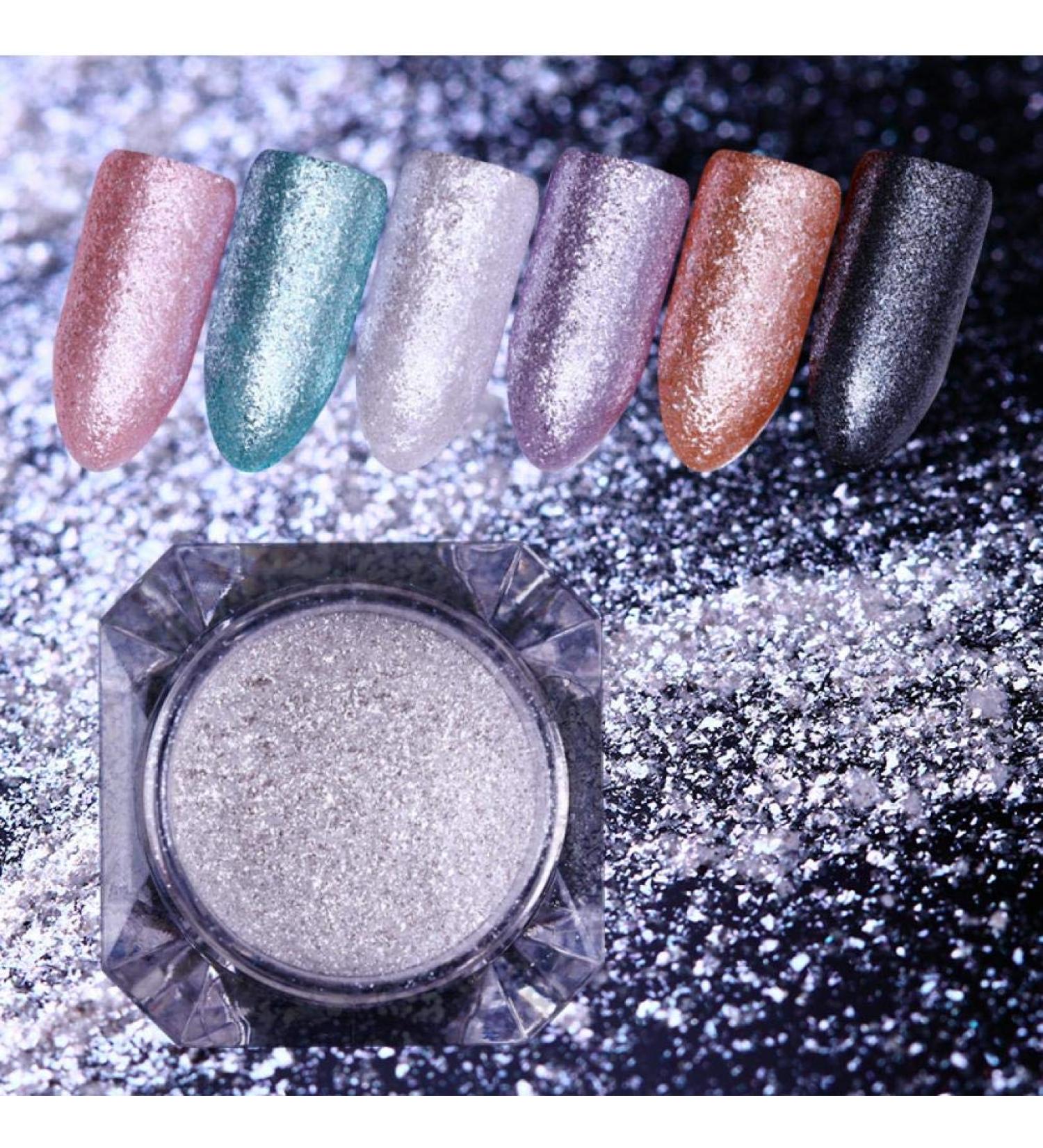 Holographic Nail Powder Holo Rainbow Mirror Effect Nail Pigment Kit for Nail Gel Polish Dipping Tool Purple - Buy Online on SooperMarket.com