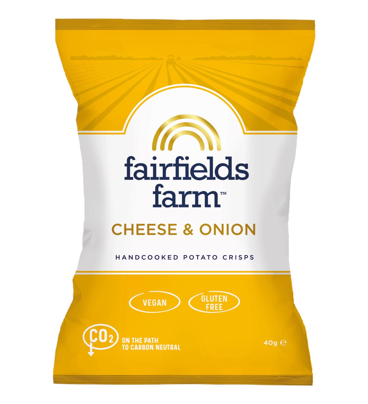 Fairfields Farm Crisps Cheese & Onion Hand Cooked Potato Crisps 40g | Pack of 36