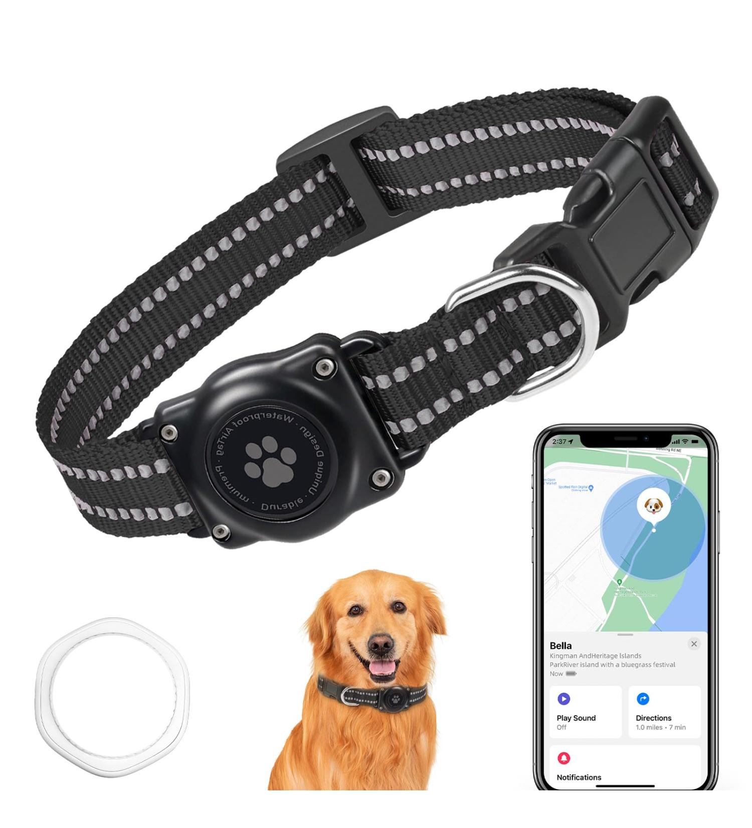 GPS Dog Tracker Mini GPS Tracker Device with Dogs Collar No Monthly Fees Real-Time Location Tracking Works with Apple Find My (iOS Only) IP68 Waterproof Pet Tracker Anti Lost for Dog 1 Pack Black - Buy Online on SooperMarket.com