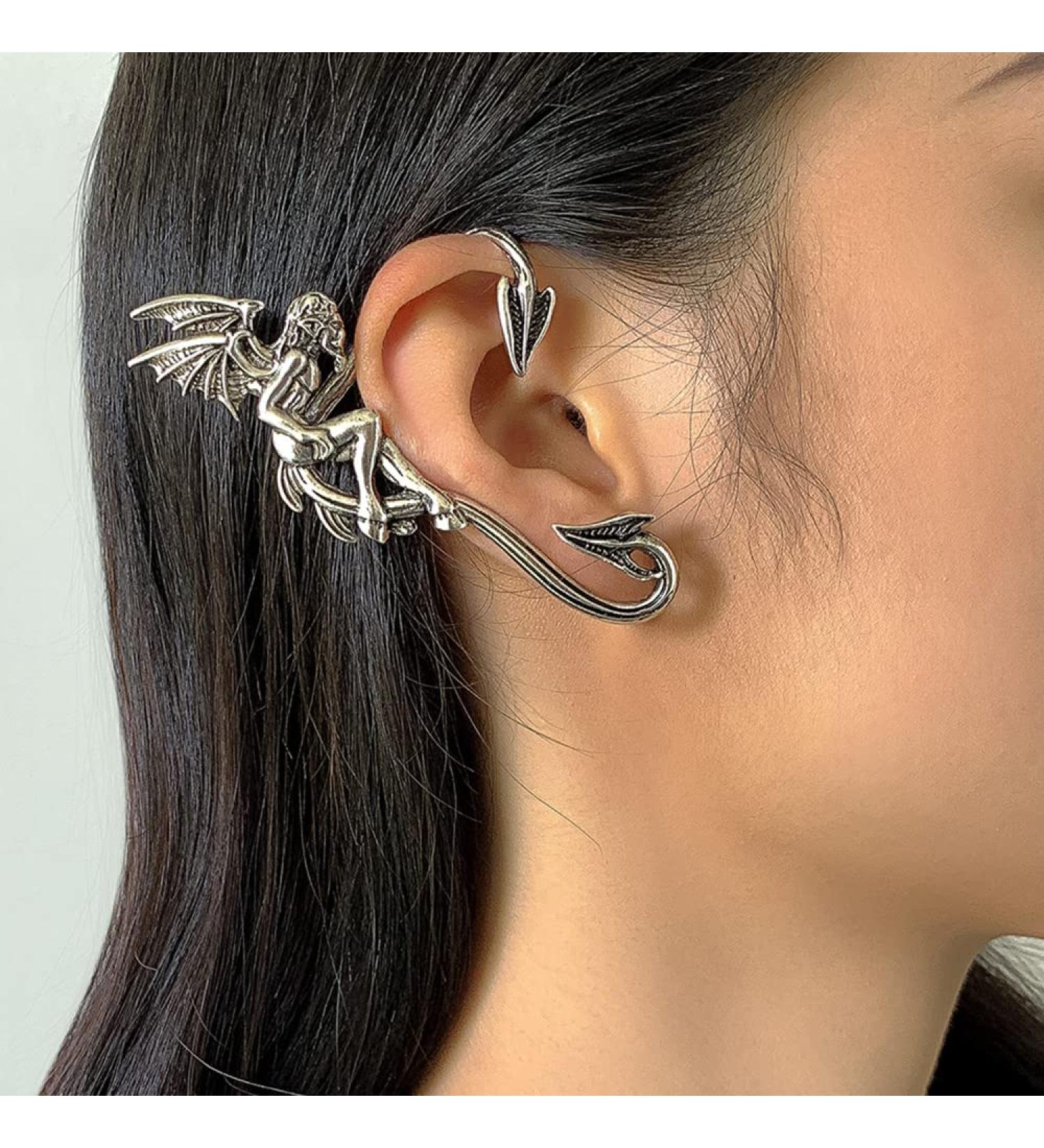 Wiwpar Silver Gothic Retro Demon Angel Fairy Ear Cuff - Halloween & Cosplay Jewelry for Women - Buy Online on SooperMarket.com