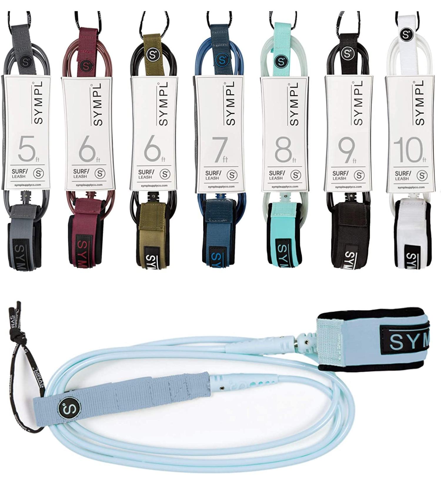 SYMPL Premium 6ft Surfboard Leash - Quick Release Velcro Ankle Cuff, Comfort Neoprene Padding, Light Blue - Ideal for Surf, Skim, Longboard, SUP Paddle Boards - Buy Online on SooperMarket.com