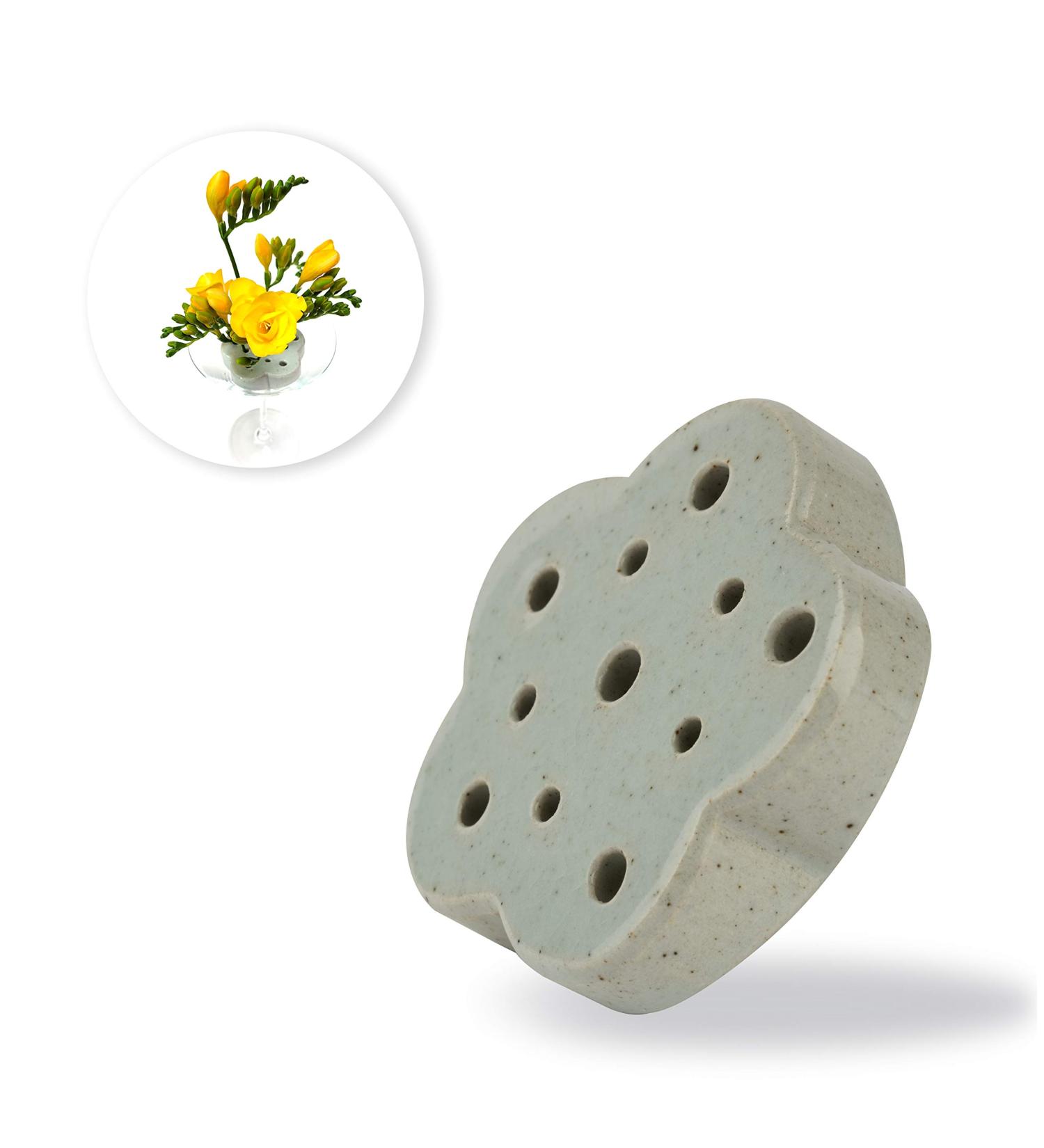 Eco-Friendly Lotus Shaped Clay Floral Holder for Happy and Wealthy Floral Arrangements - White, 2.76 inches - Buy Online on SooperMarket.com