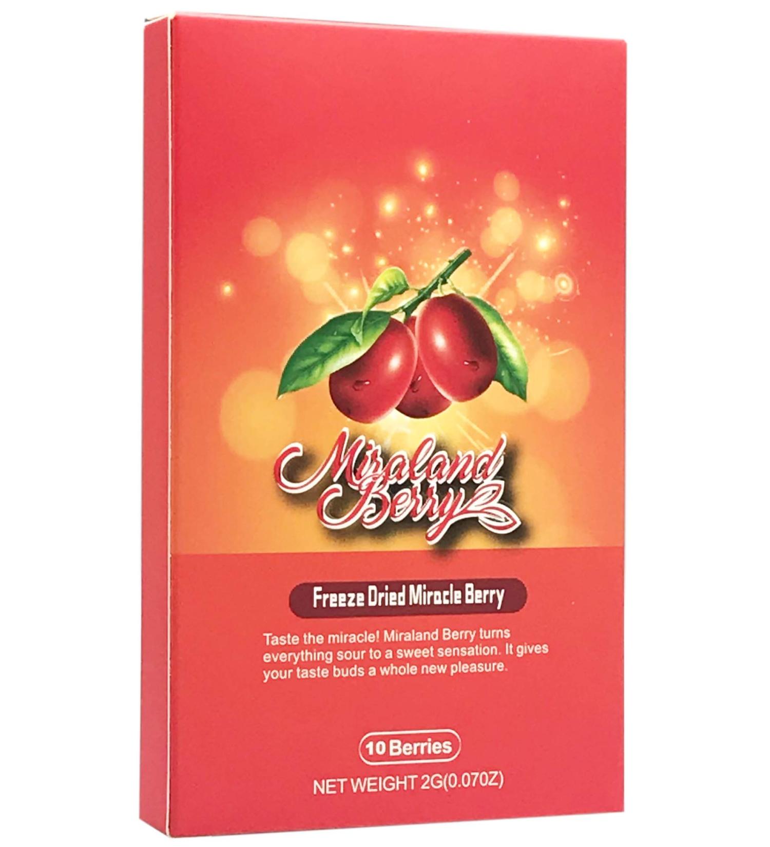 MiralandBerry Freeze Dried Miracle Fruit 10 Whole Premium Berries - Taste Tripping Party Essential, Cut Sugar Intake & Turn Sour Foods Sweet - 0.07oz Pack - Buy Online on SooperMarket.com