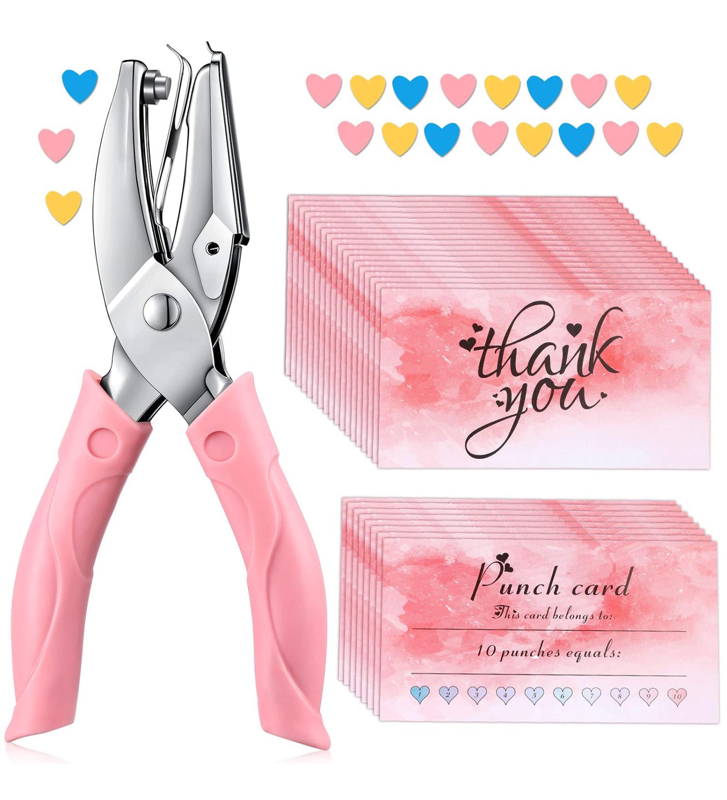 Punch Card and 100 Pieces Reward Punch Card  Handheld Punch Kit  Single-Hole Paper Puncher  Metal Punch with Soft Grip  Home School Office Supplies  Clothing Ticket Scrapbook Punch Tool (Elegant) - Buy Online on SooperMarket.com