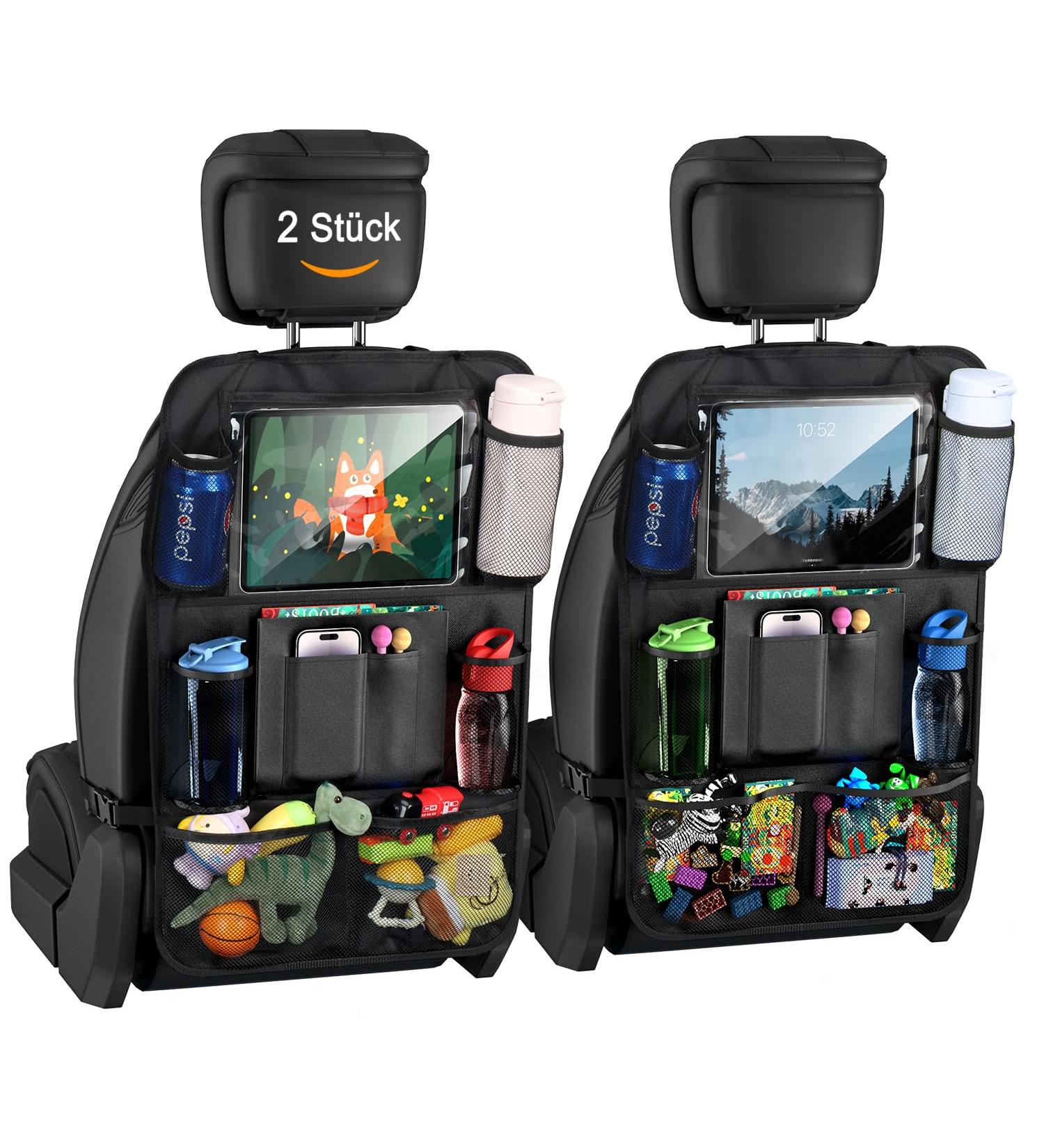 Kimsky 2er Autositz Organizer | Waterproof Backseat Protection for Kids | Children's Toy Storage & Tablet Holder - Black (2PCs) - Buy Online on SooperMarket.com