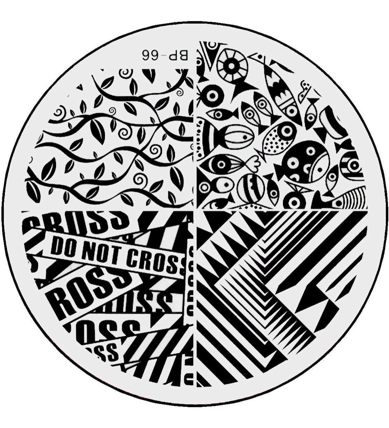 STAMPING STENCIL # BP-66 "Do not cross" tendrils fish pattern