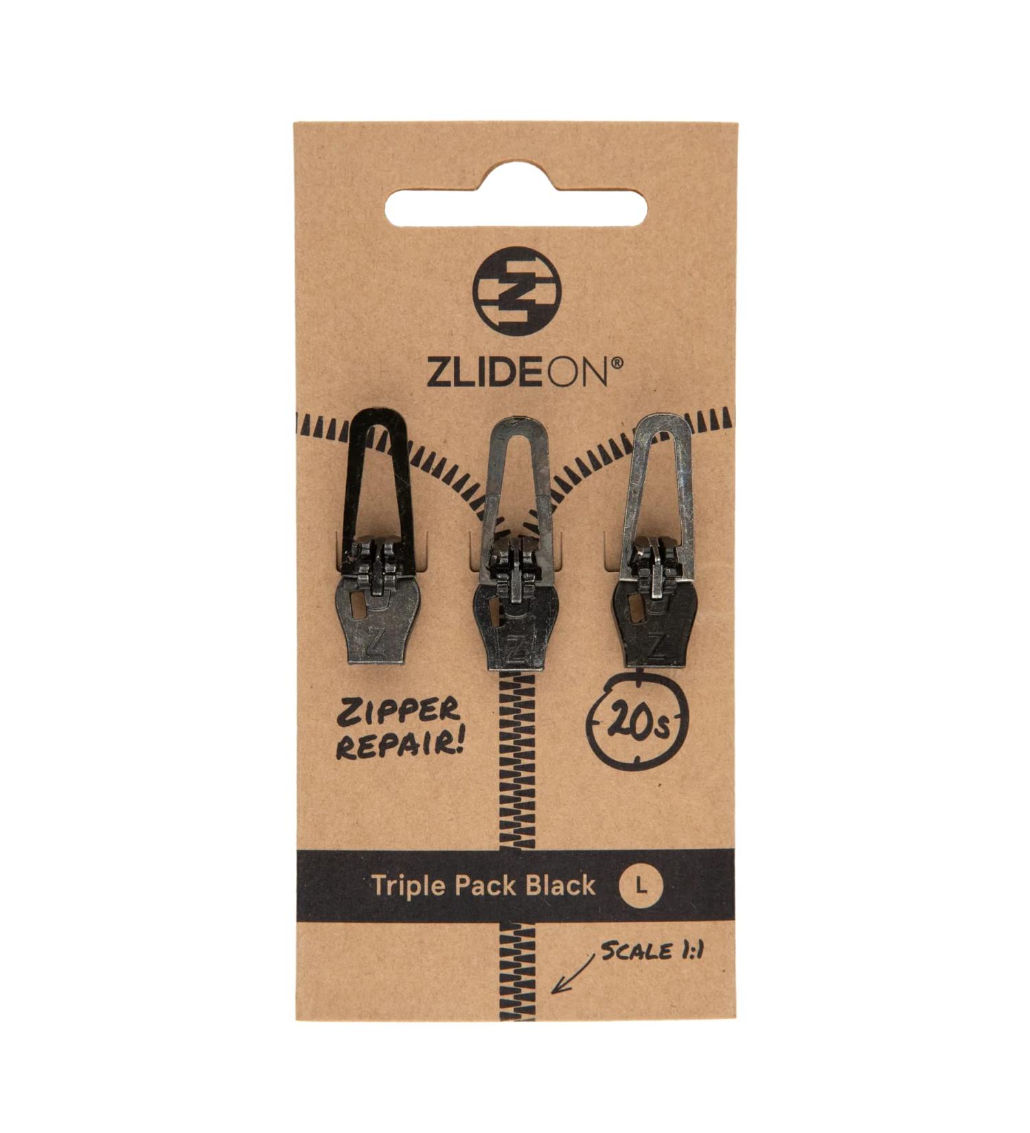 ZlideOn Zipper Replacement 3 Pack - Black Large Instant Zipper Slider | International Shipping Available - Buy Online on SooperMarket.com