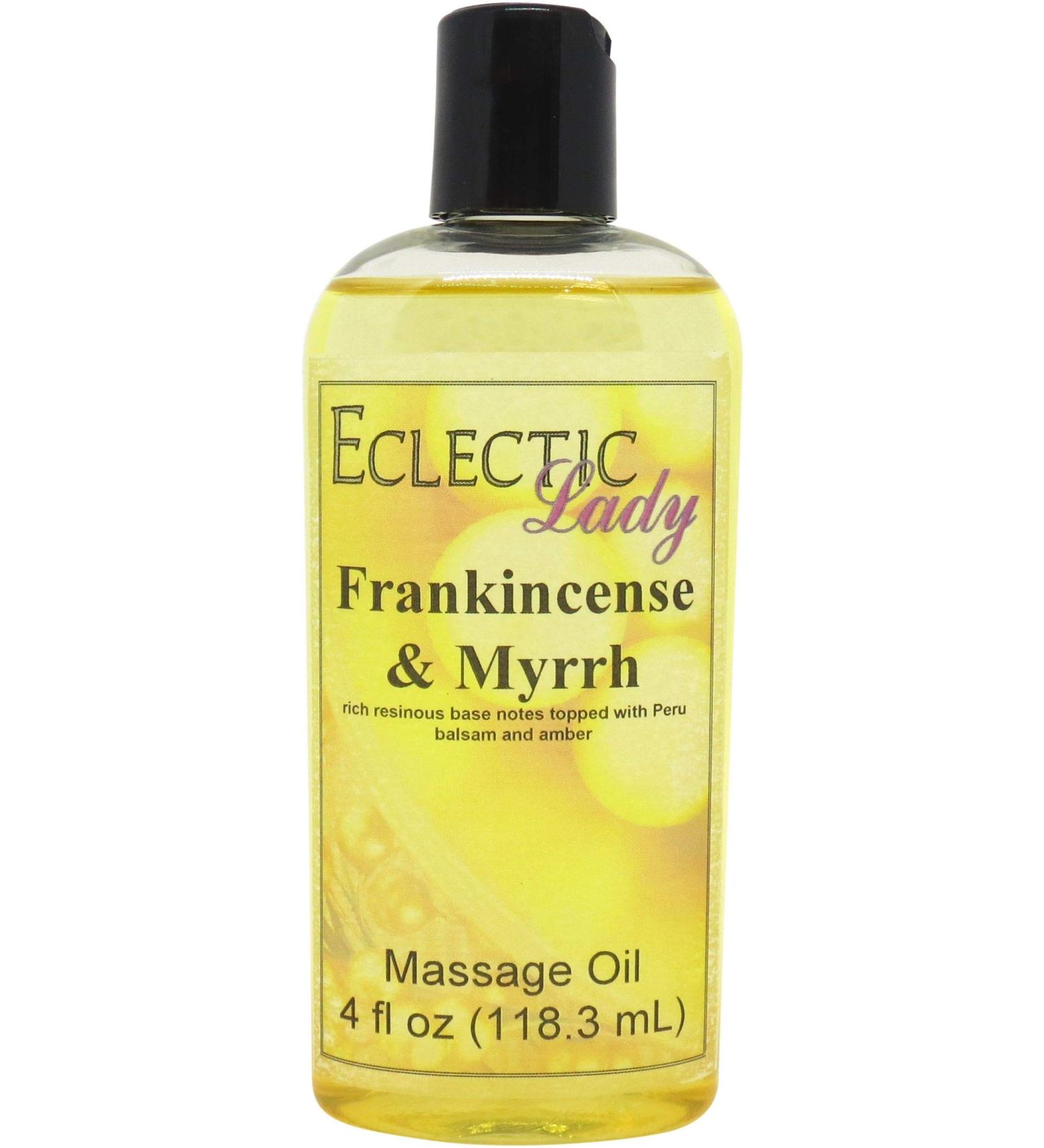 Frankincense & Myrrh Massage Oil 4 oz - Aromatherapy Blend with Sweet Almond & Jojoba | Natural & Preservative Free - Buy Online on SooperMarket.com