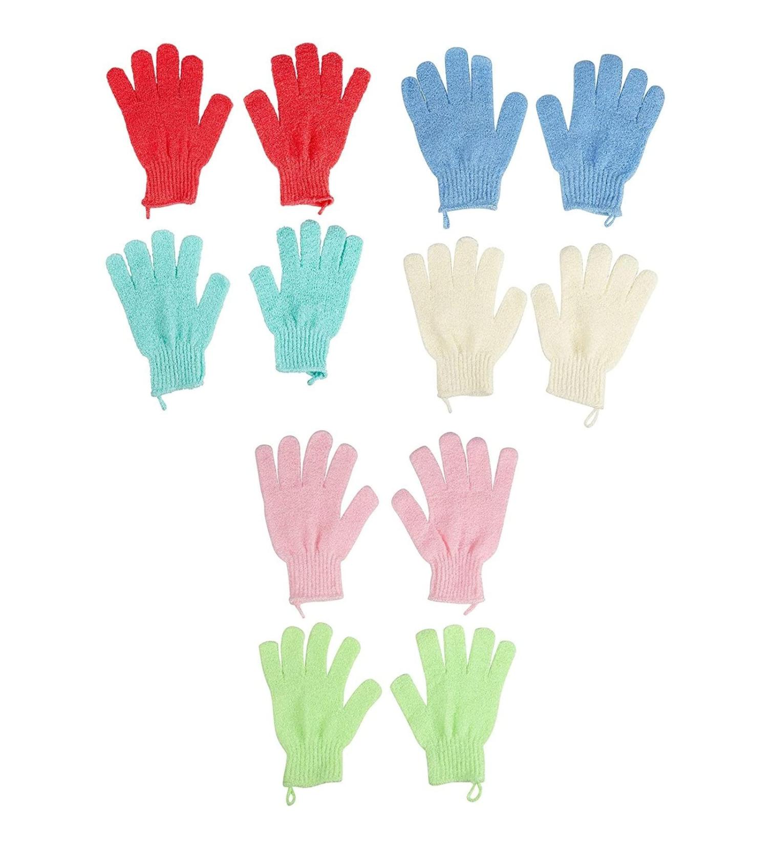 Glamlily 6 Pairs Body Exfoliating Shower Gloves Bath Scrub Wash Mitts for Women & Men | Spa Massage - 6 Colors - Buy Online on SooperMarket.com