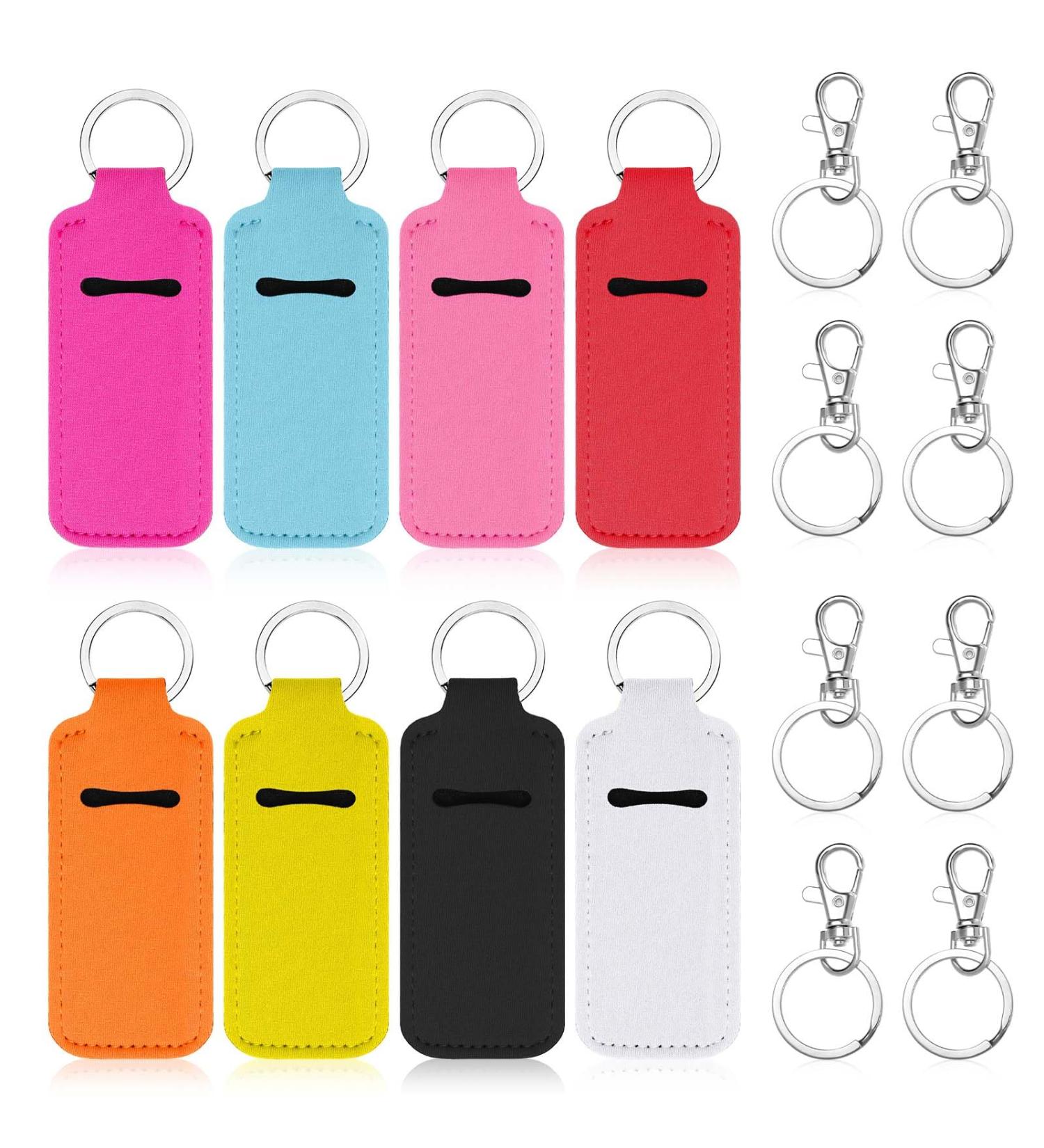 Sliverdew 8 Pcs Chapstick Holder Key Chain - Lip Balm Sleeve Pouch & Lipstick Keychain for Women - Ideal Travel Accessories - Buy Online on SooperMarket.com