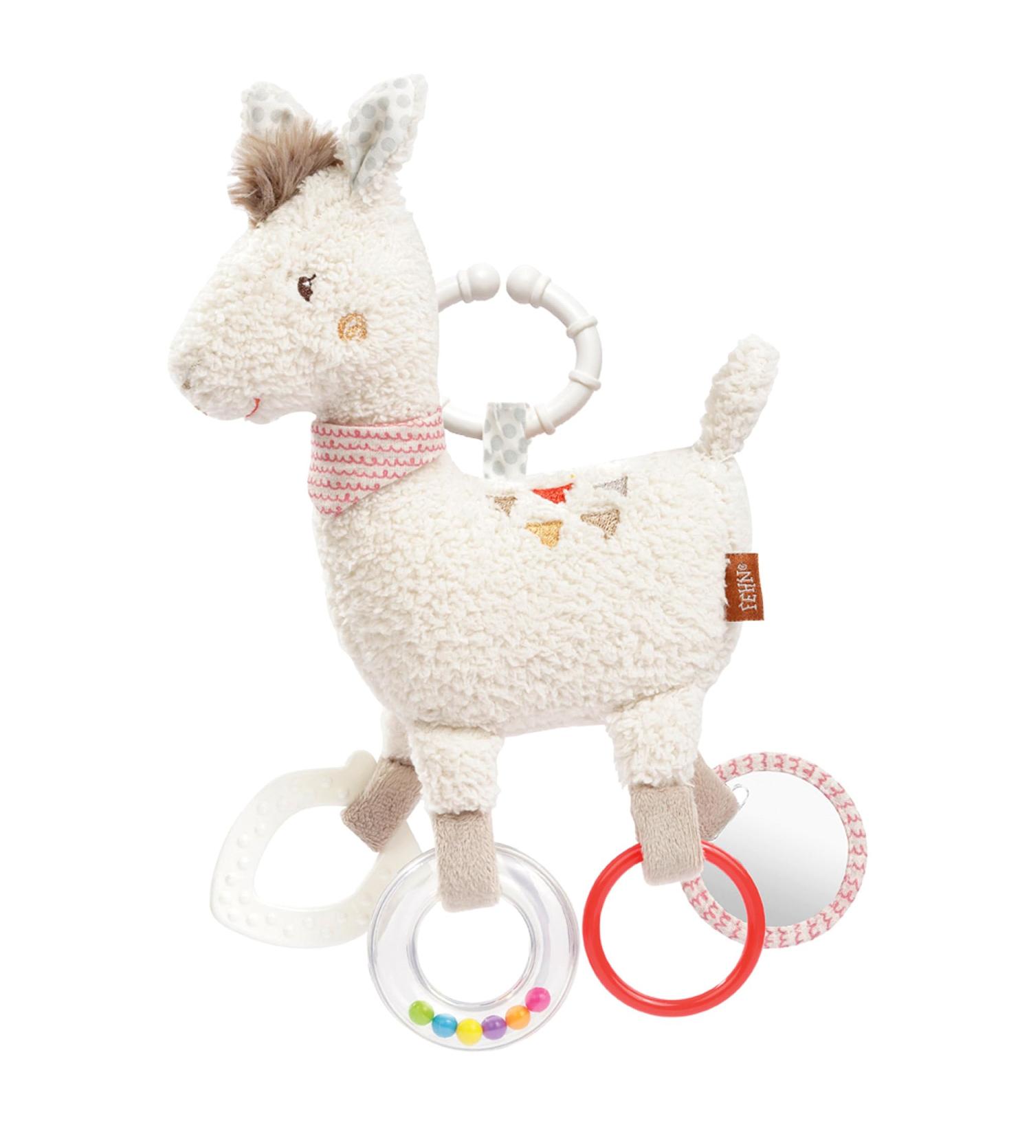 Fehn Activity Toy Lama - Motoric Baby Toy with Fastening Ring | Gripping Elements for Infants & Toddlers | Cuddly Animal Toy for 0+ Months - Buy Online on SooperMarket.com