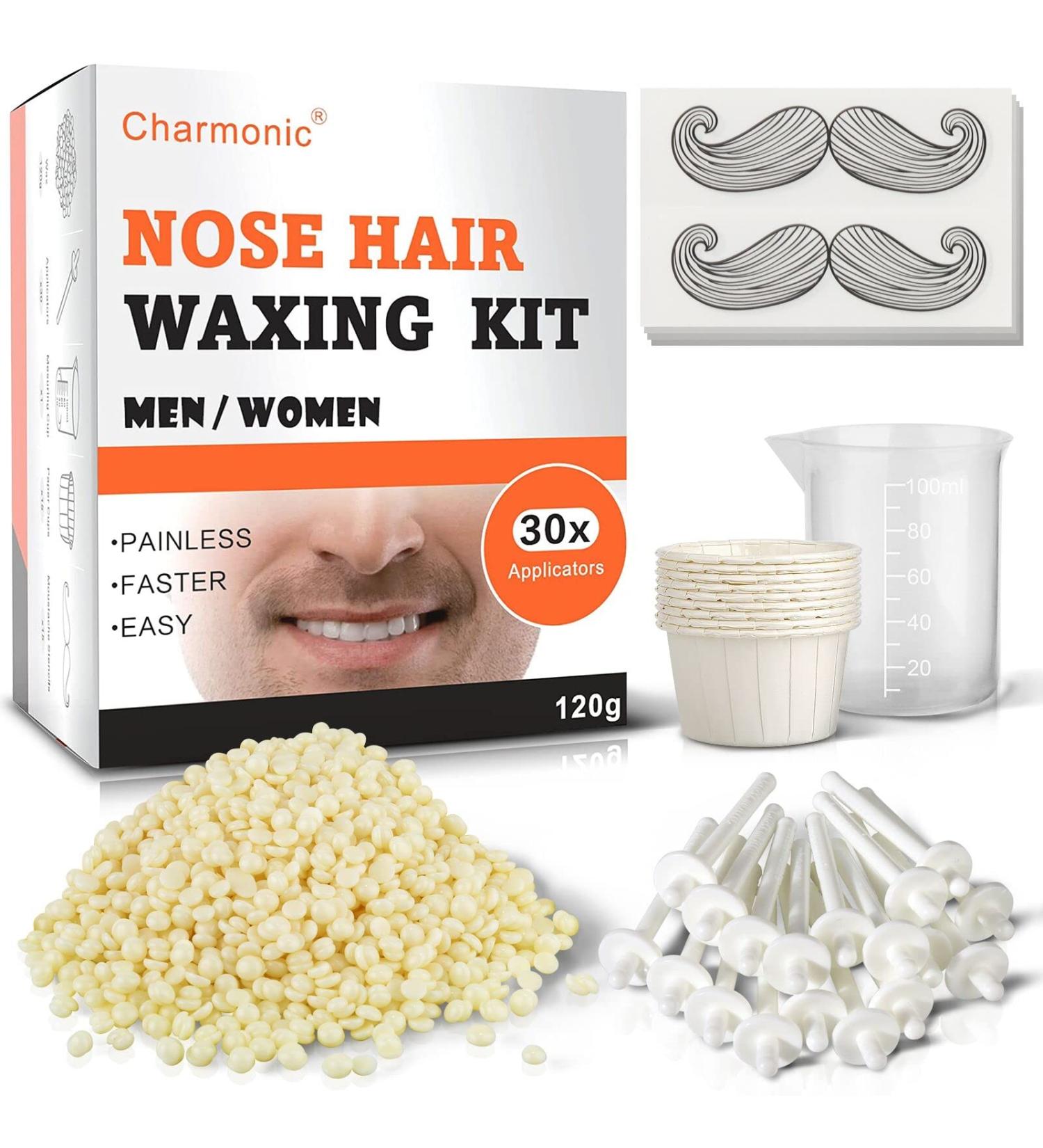 Nose Hair Wax Kit - Quick & Painless Hair Removal for Men and Women - 120g Wax with 30 Applicators - Enough for 15-20 Uses - Buy Online on SooperMarket.com