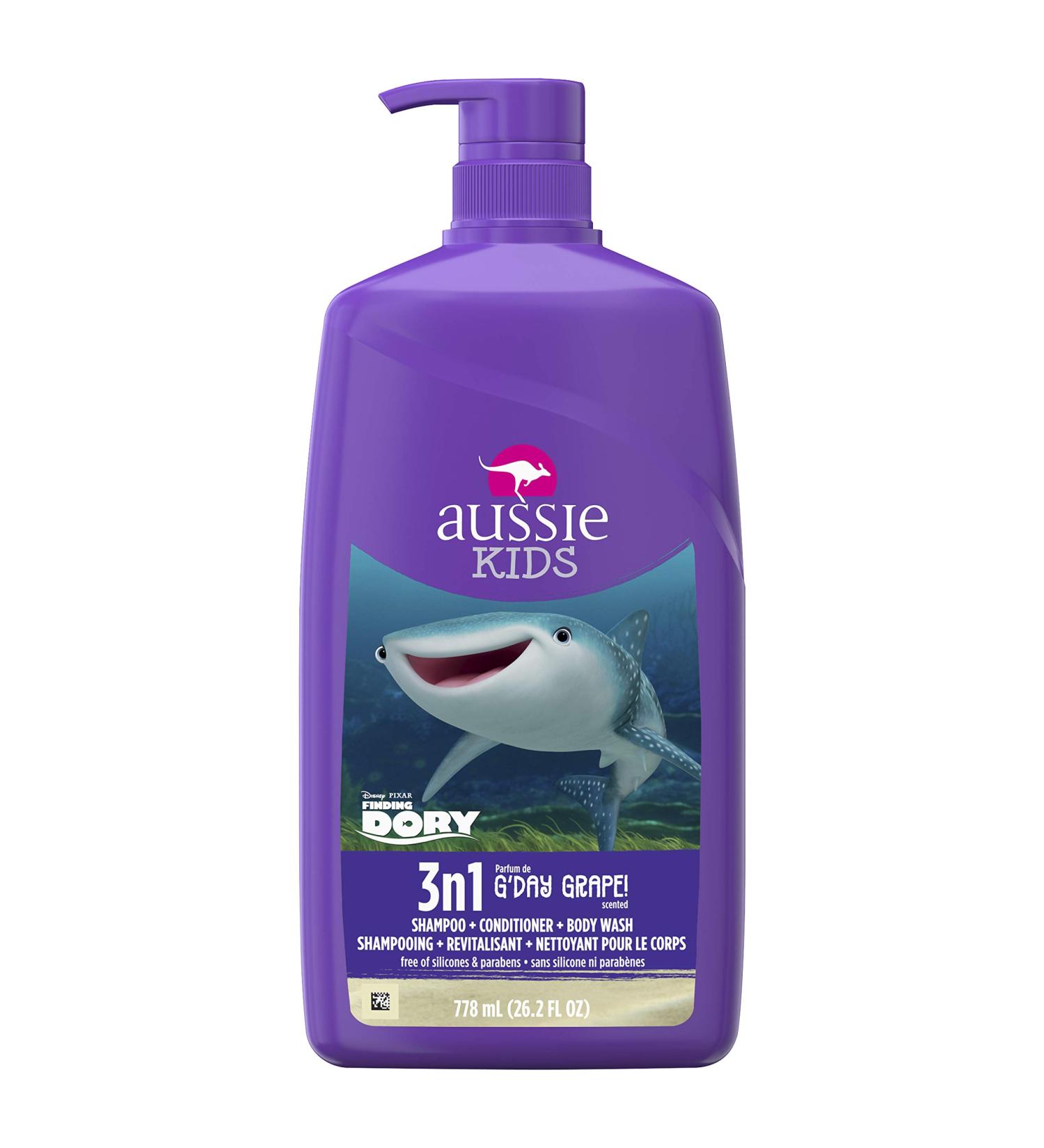 Aussie Kids G'Day Grape 3 in 1 Shampoo + Conditioner + Body Wash - 26.2 fl oz (Pack of 2) - Gentle Cleansing for Kids - Buy Online on SooperMarket.com