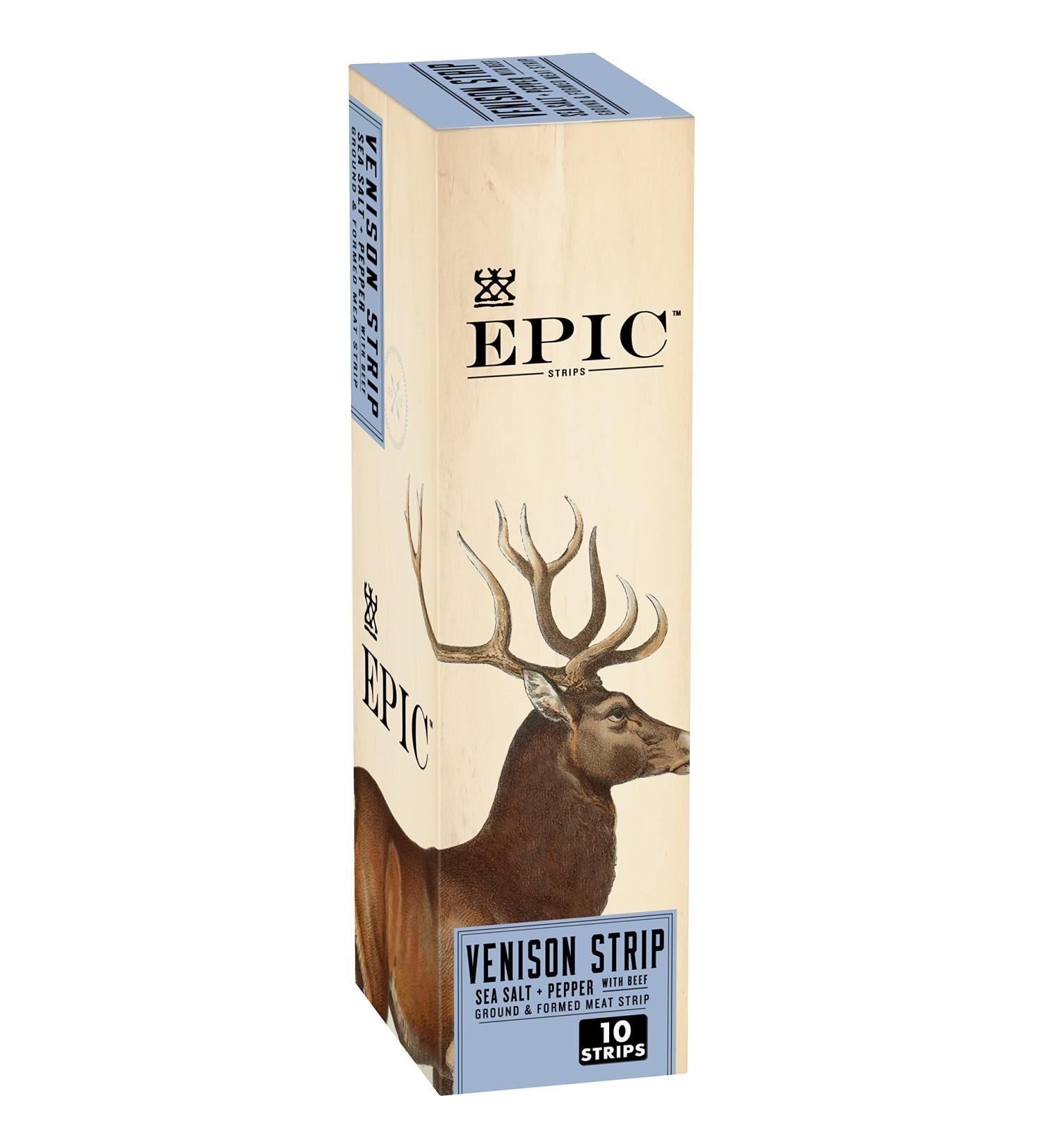 Epic 100% Grass Fed Venison Steak Strips with Sea Salt & Pepper - 0.8 oz, 10 Count - Buy Online on SooperMarket.com