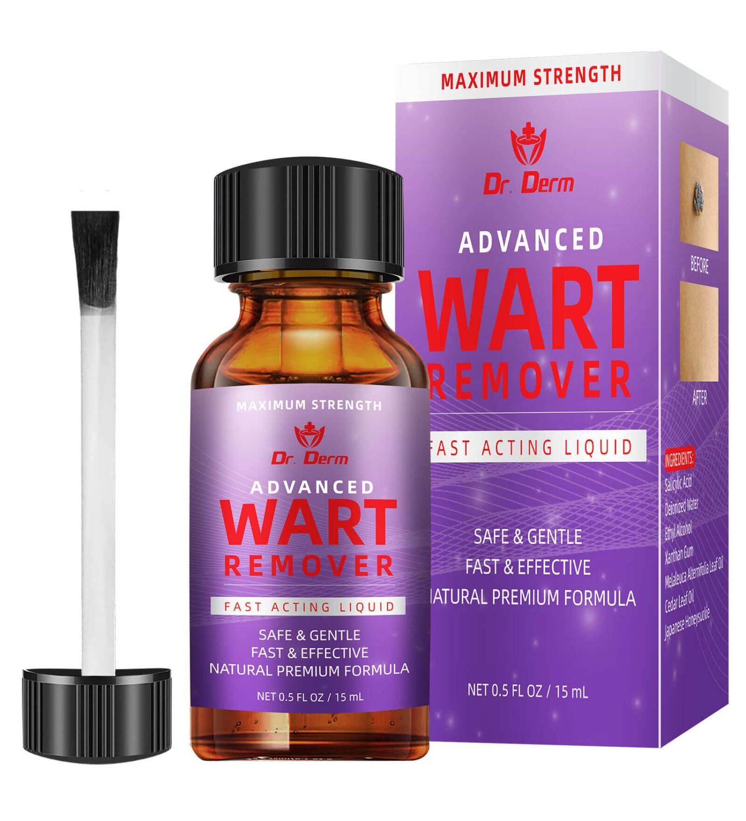 Dr. DERM Maximum Strength Wart Remover Liquid Gel - Fast-Acting Treatment for Plantar, Genital, Corn, Common, and Flat Warts - Natural and Safe Formula - 0.5 Fl Oz - Buy Online on SooperMarket.com