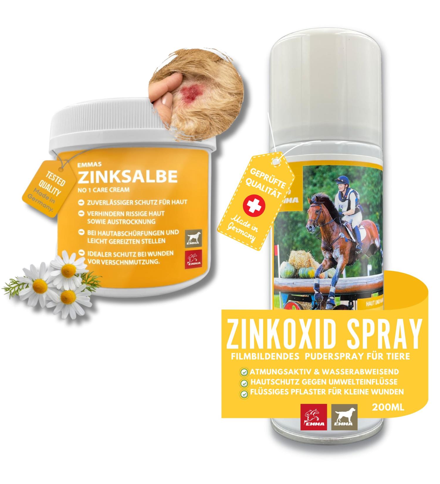 Zinc Ointment & Spray for Dogs & Horses | Wound Healing Protection | 2x250ml Zinc Oxide Solution - Buy Online on SooperMarket.com