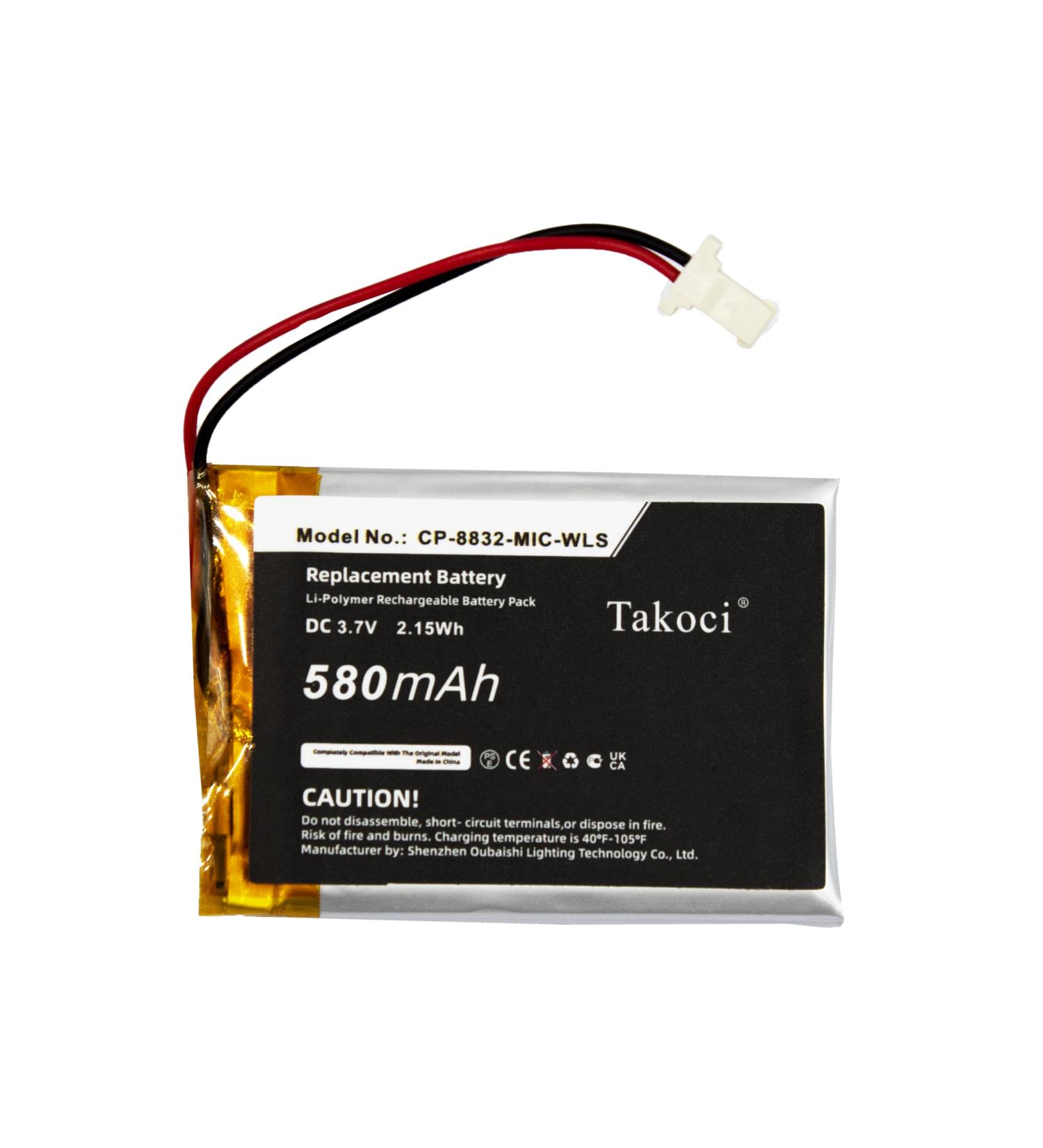 CP-8832-MIC-WLS Replacement Battery | 3.7V 580mAh for Wireless Expansion Mic - International Shipping Available - Buy Online on SooperMarket.com