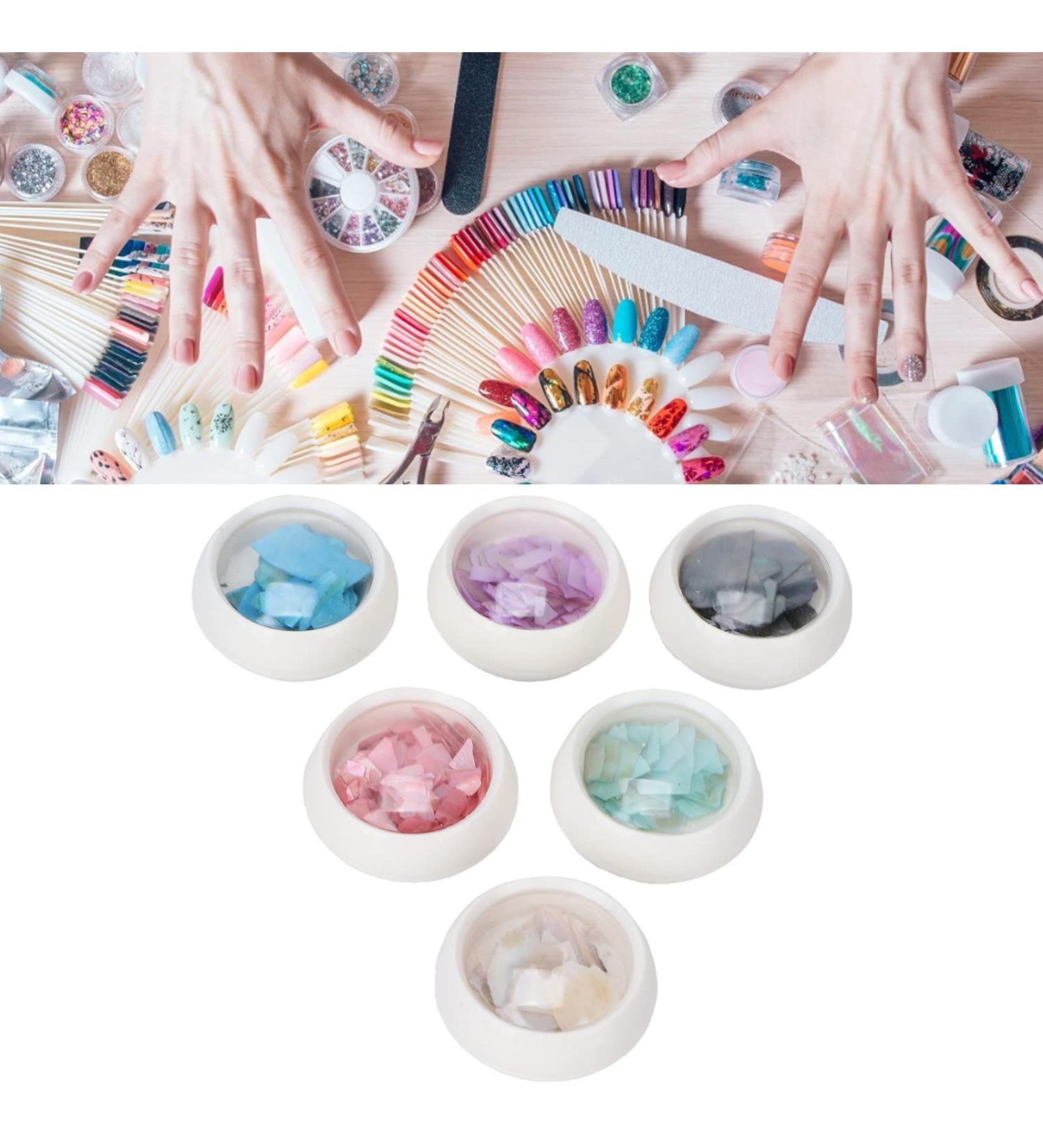 6 Boxes Irregular Seashell Slices Nail Art Glitter Sequins Seashell Nail Glitter Sequins 3D Nail Art Crushed Sea Shell 3D Laser Nail Flakes Irregular Iride - Buy Online on SooperMarket.com