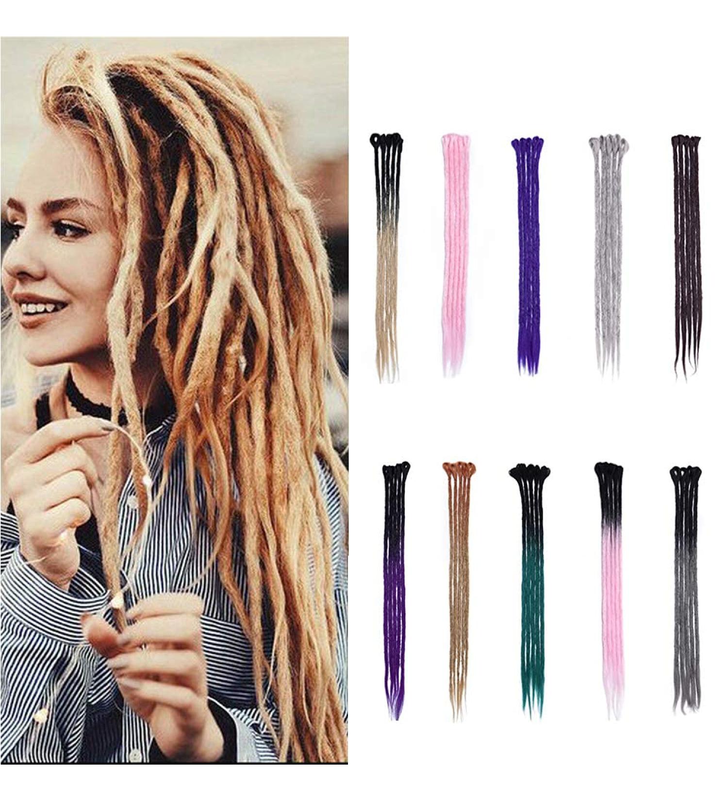 Silk-co Dreadlocks Braiding Hair Extensions All Human Handmade Ombre 24 inch Crochet Braids Reggae Hip-Hop Hairpiece Handmade for Braiding Black-Dark Purple  - Buy Online on SooperMarket.com