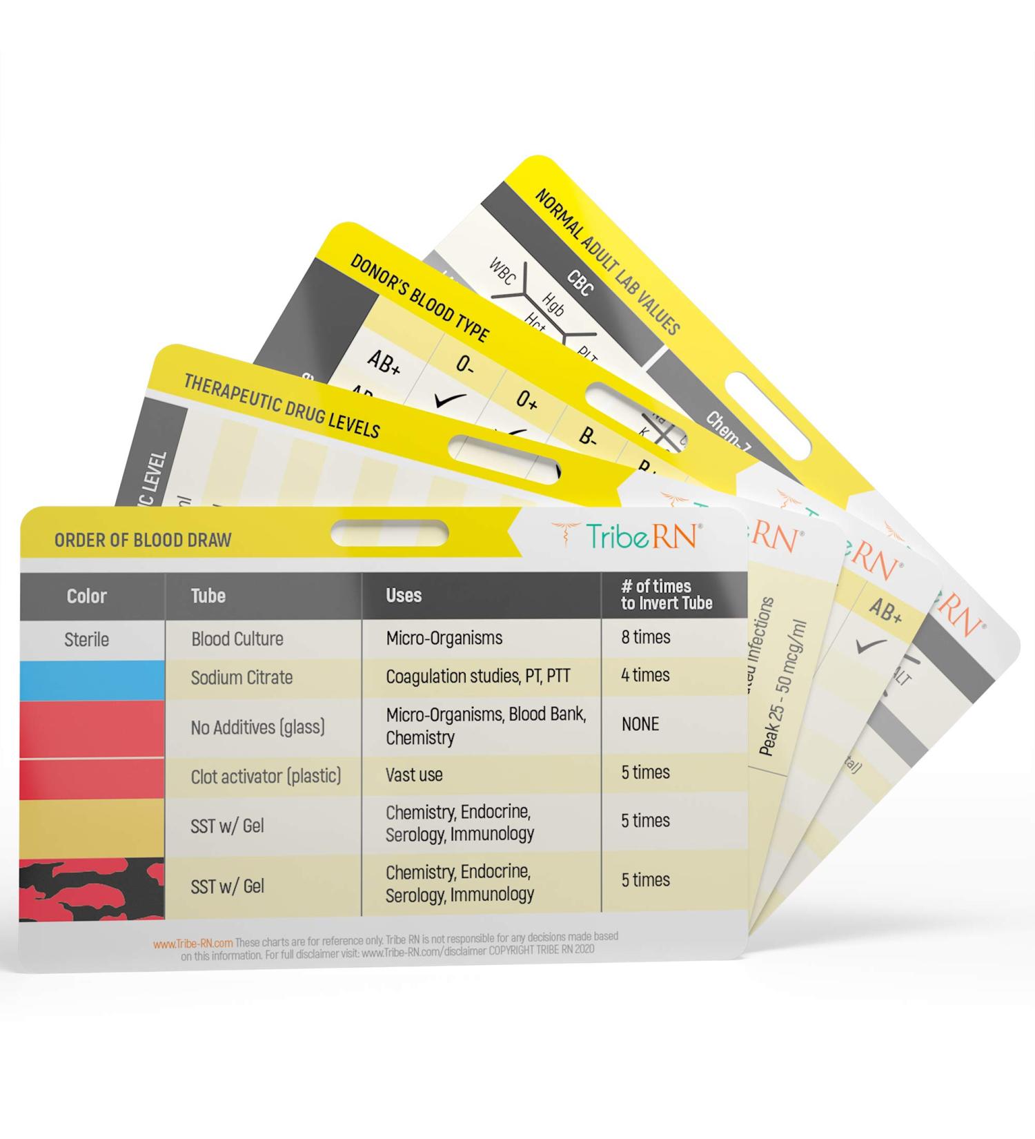 Lab Values BadgeGuru Set - Nursing Badge Reference Cards for Lab Values, Order of Draw, Phlebotomy - by Tribe RN - Buy Online on SooperMarket.com