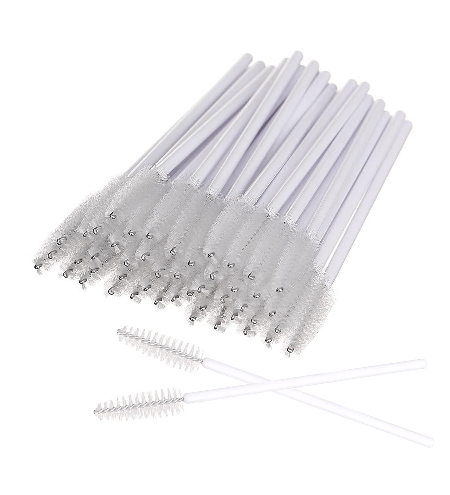 AIBAOBAO 100Pcs Disposable Mascara Wands | White Crystal Eyelash & Eyebrow Brushes | Spoolie Makeup Tools - Buy Online on SooperMarket.com