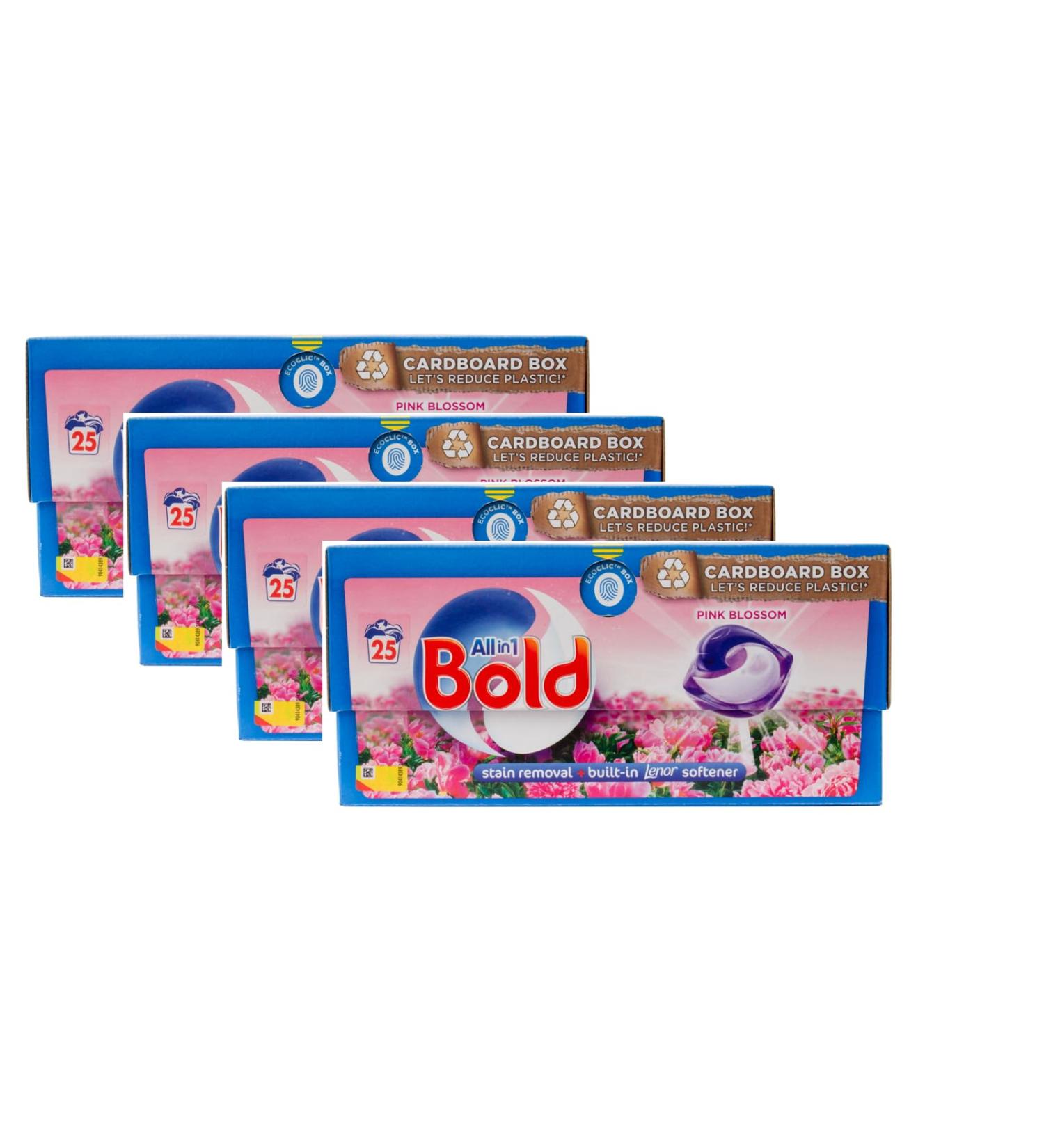 Bold All in 1 Pods Laundry Washing Liquid Capsules Pink Blossom 25 x 4 Pack - Buy Online on SooperMarket.com