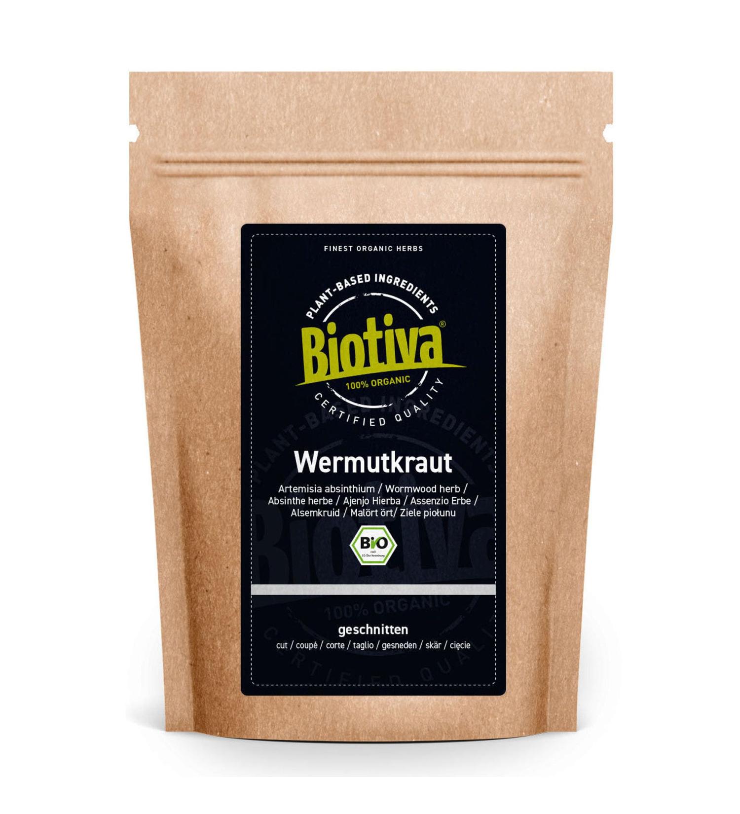 Biotiva Wormwood Tea Organic 250g - Wormwood Tea - Artemisia Absinthium - 100% pure - Bottled and controlled in Germany (DE- KO-005) - Buy Online on SooperMarket.com