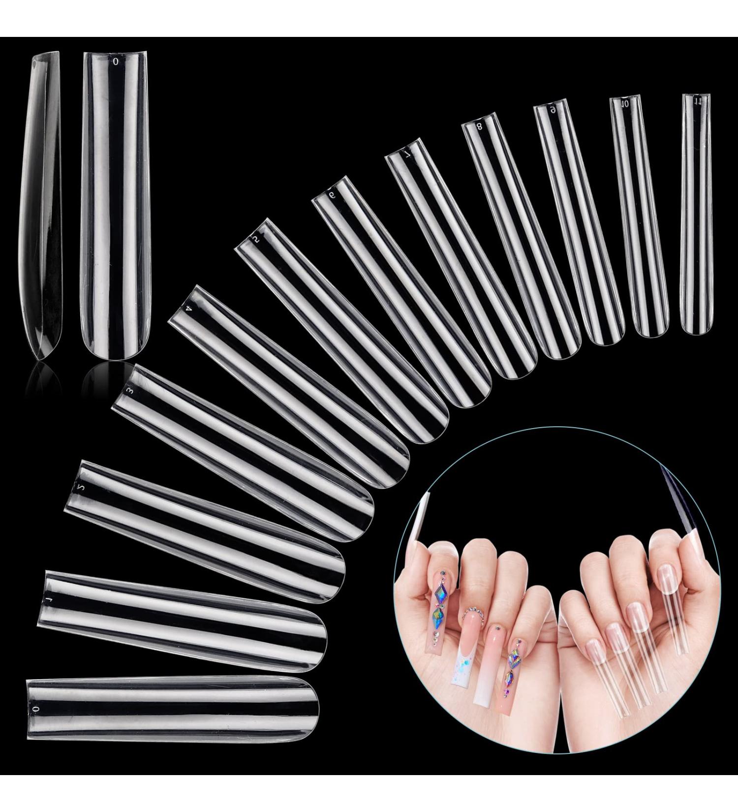 Lionvison 3XL Clear Extra Long Square False Nails Set - 240 Pcs | 12 Sizes Full Cover Press On Tips for Acrylic Nails & Manicure - Buy Online on SooperMarket.com