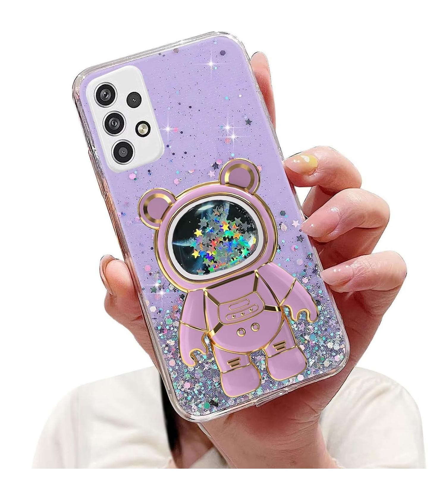 Tivenfezk Nadoli Soft Silicone Case for Samsung Galaxy A23 4G/5G - Astronaut Design with Hidden Stand & Glitter - Bling Purple Caricature Shell - Buy Online on SooperMarket.com
