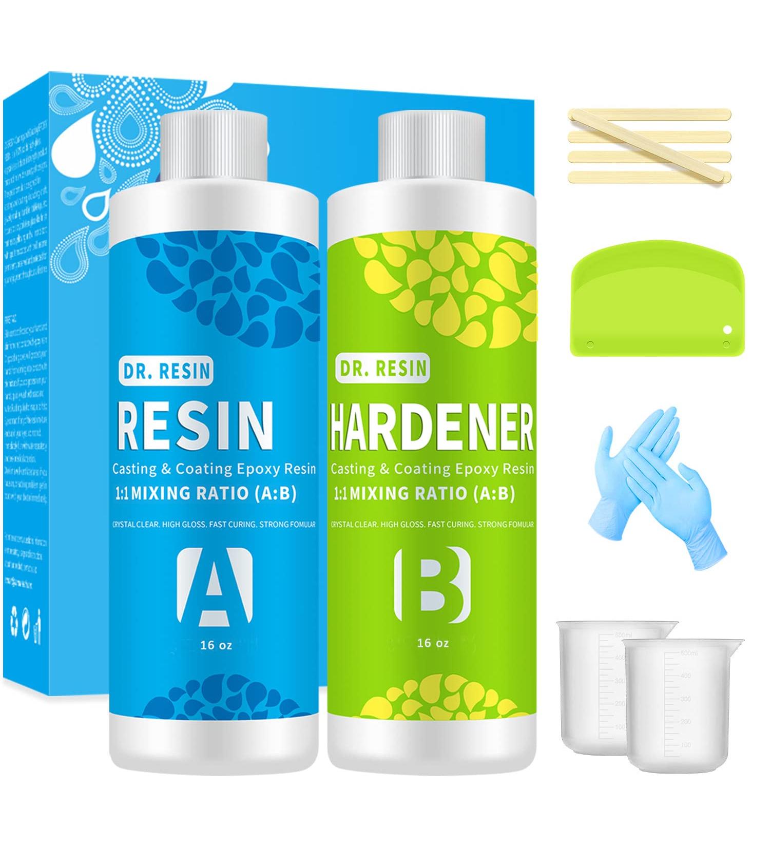 32oz Dr. RESIN Clear Epoxy Resin Kit for Art & Countertops | 2 Part Crystal Casting Resin with Bonus Tools - Buy Online on SooperMarket.com