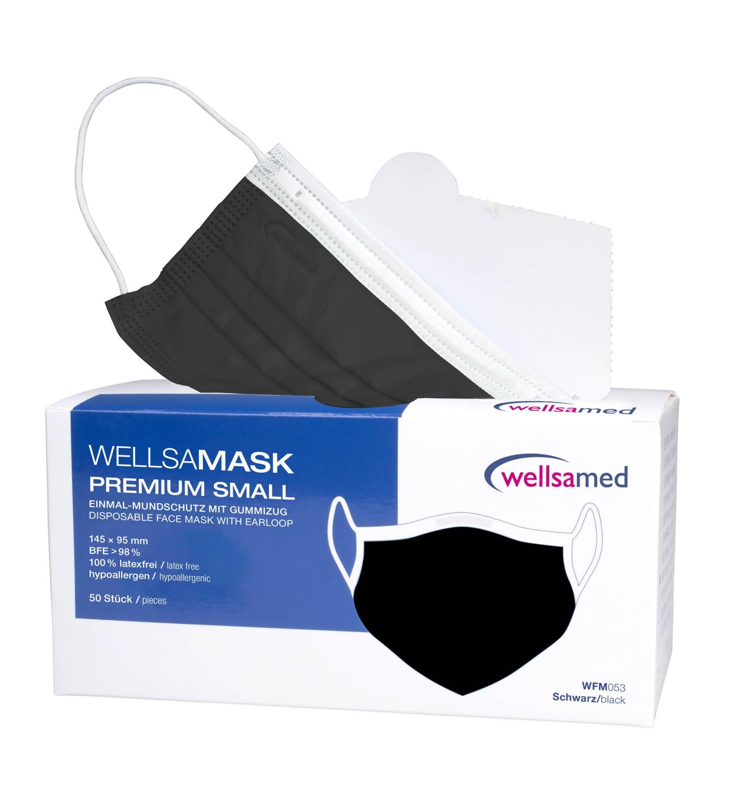 Buy Wellsamed Wellsamask 50-Piece Black Face Mask - Small Size Elastic Band | International Shipping Available - Buy Online on SooperMarket.com