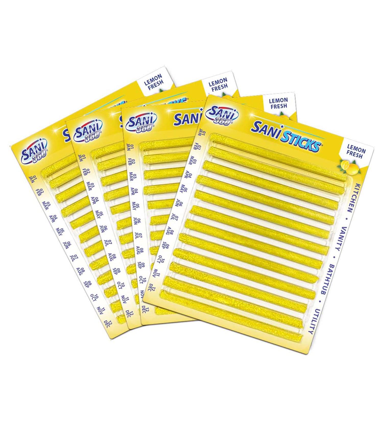 Sani 360 Sani Sticks Drain Cleaner and Deodorizer - 48 Count Lemon Scent | Non-Toxic Enzyme Formula for Odor Elimination and Clog Prevention | Septic Tank Safe - Buy Online on SooperMarket.com