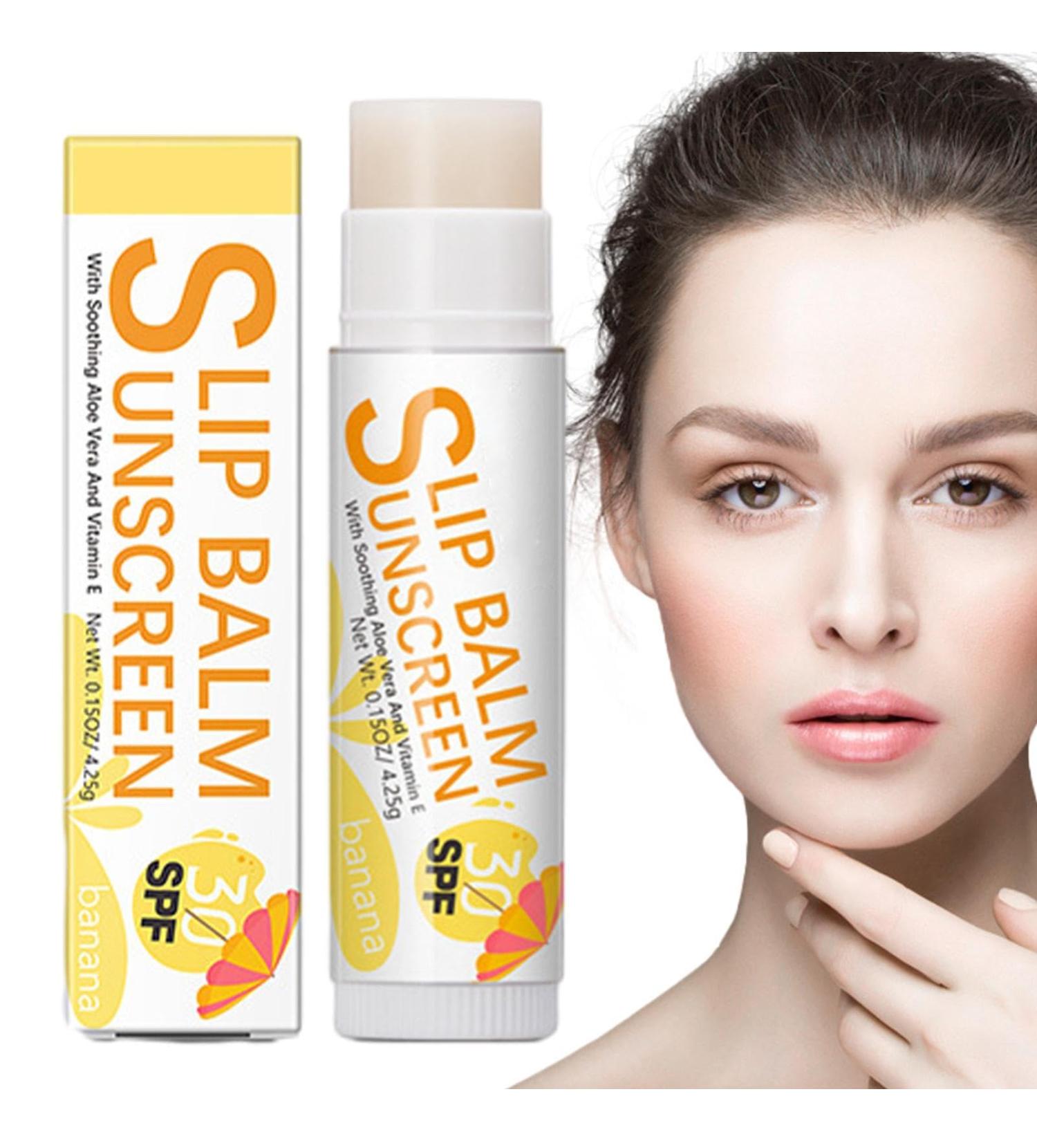 Sunscreen Lip Balm | Hydrating Bum Sun Lip Balm SPF30 - Travel Size Sunscreen for Lips Soothes and Moisturizes Lips Sun Protection Lip Care Vesone #1 Banana Flavor - Buy Online on SooperMarket.com