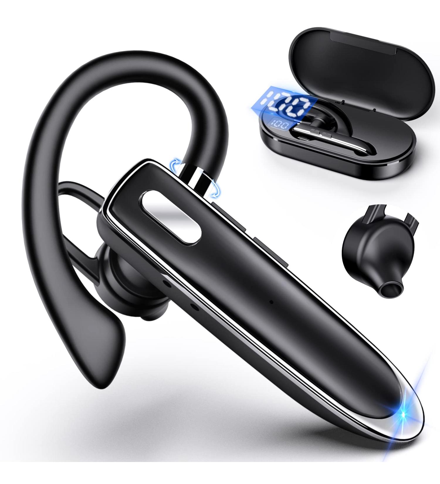Bluetooth V5.2 Earpiece with Charging Case - Hands-Free Single Ear Headset for Cell Phones - CVC8.0 Noise Canceling Mic - Ideal for Office/Driving - iPhone/Android/Laptop Compatible - Buy Online on SooperMarket.com