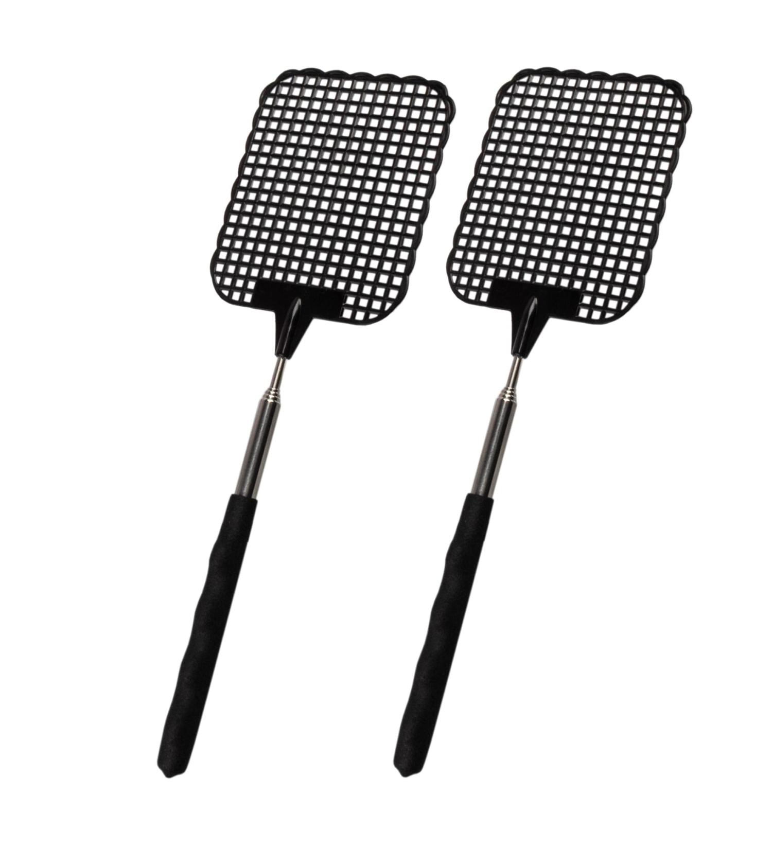 ECENCE Set of 2 Extendable Fly Swatters - Telescopic 26 cm to 72 cm Long Black - Perfect for International Shipping - Buy Online on SooperMarket.com