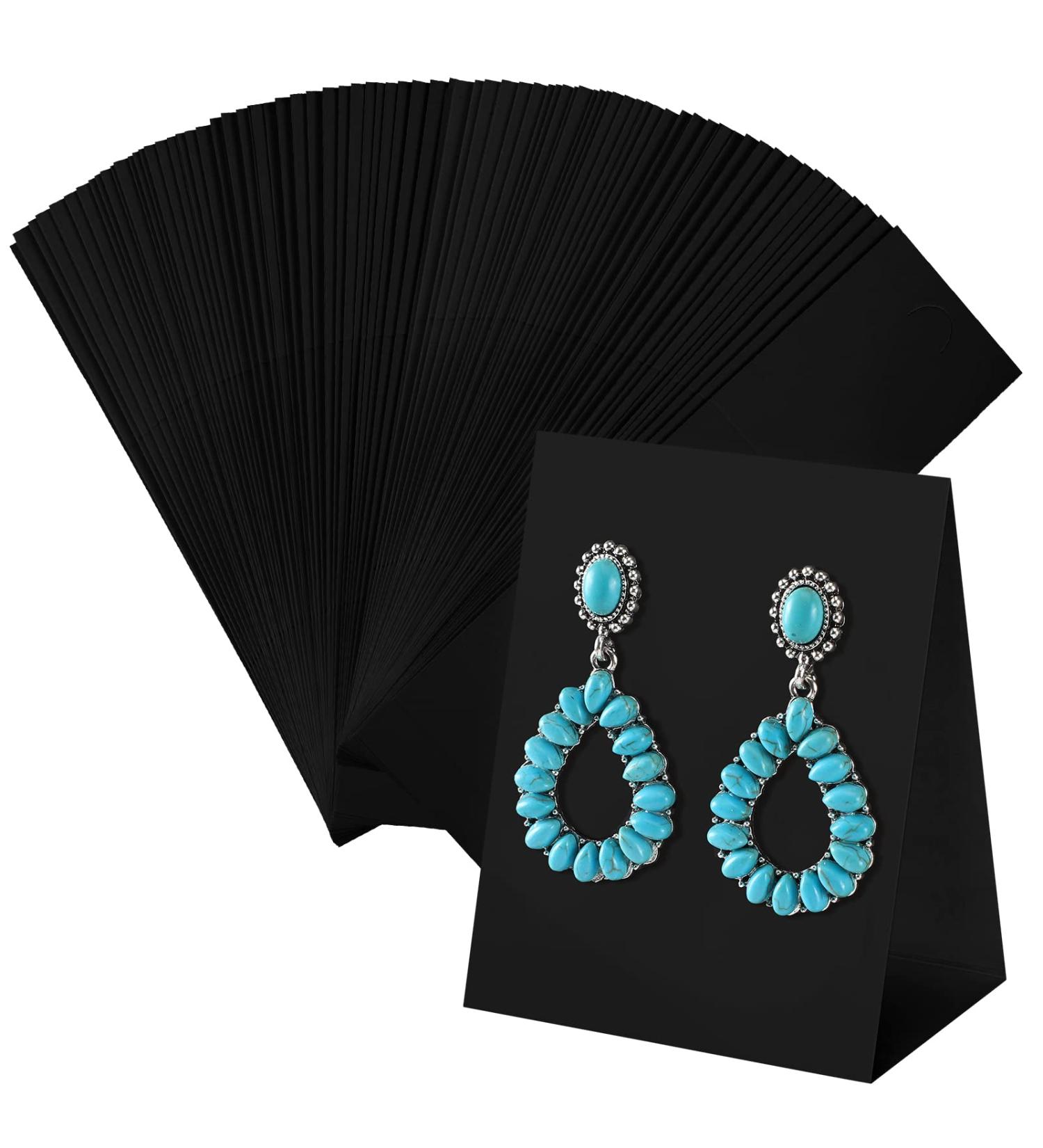 Eersida 100 Pcs Standing Earring Display Cards - Black | Jewelry Packaging for Small Business, DIY Earrings, Retail Show - Shop Now! - Buy Online on SooperMarket.com
